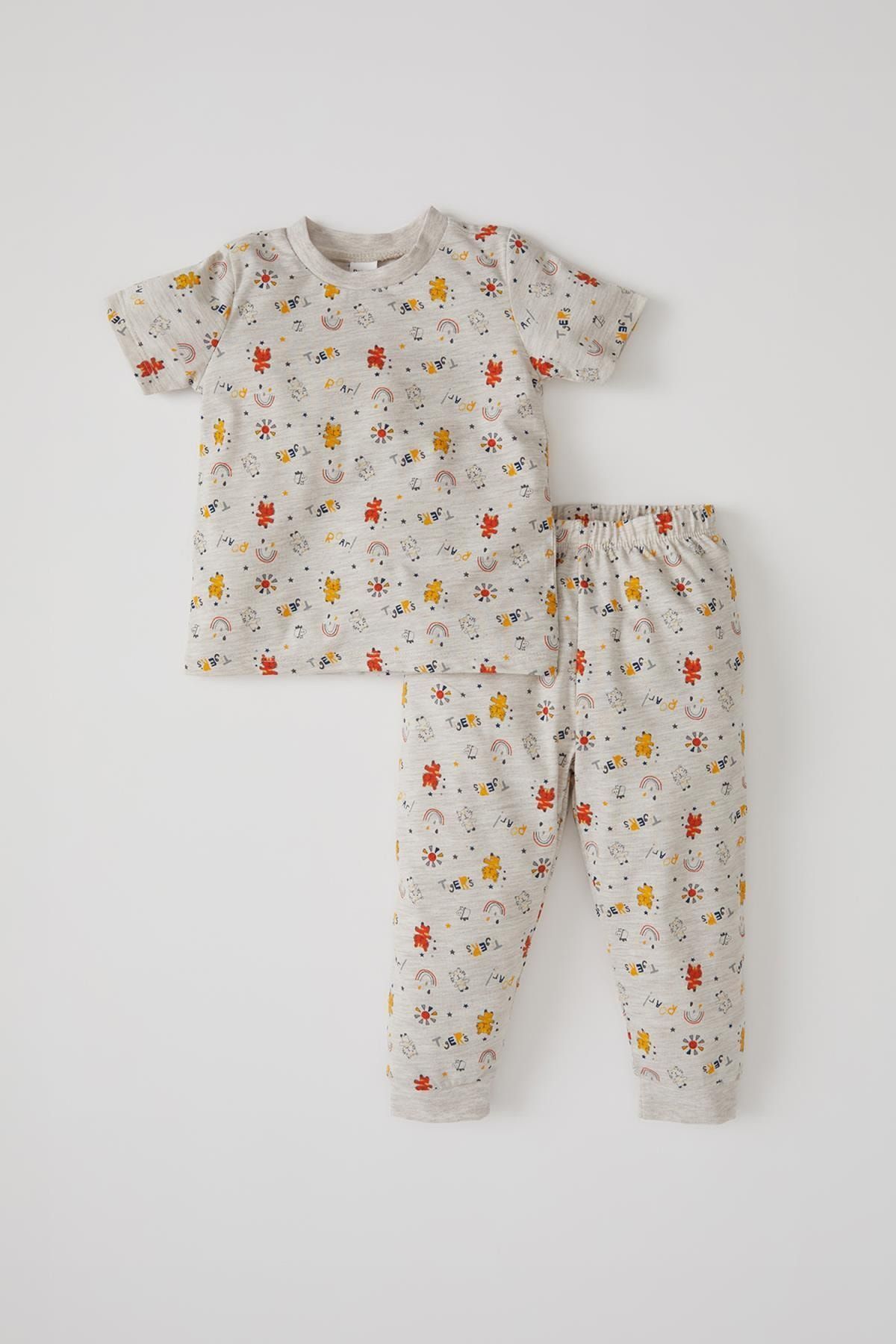 Defacto Erkek Bebek Desenli Kısa Kol Pijama Takımı