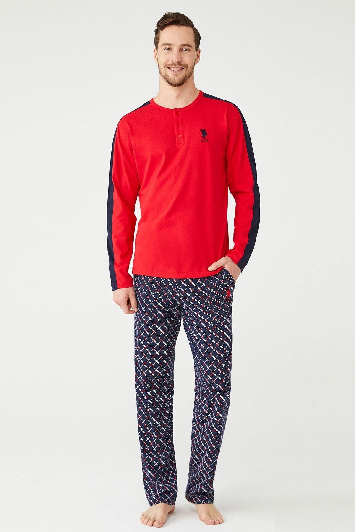 U.S. Polo Assn. Erkek Kırmızı Patlı Pijama Takım