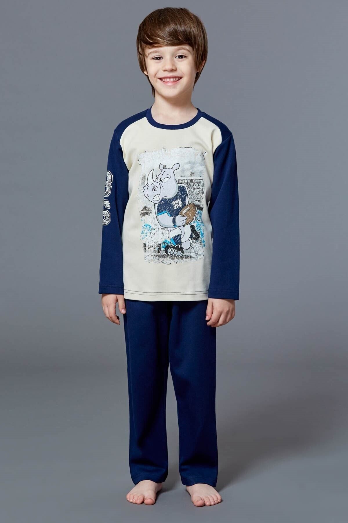 Rolypoly Erkek Çocuk Ekru Pijama Takımı 3 Yaş