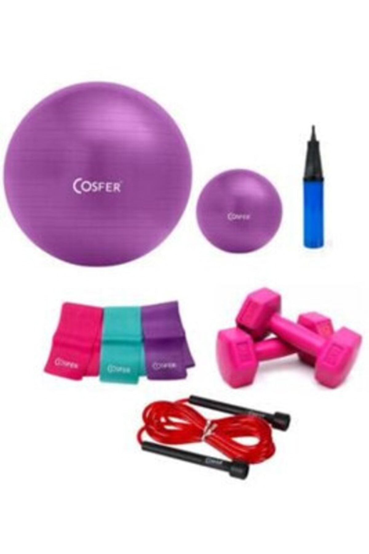 Cosfer 6lı Pilates Seti Lüx Spor Kondisyon Mor