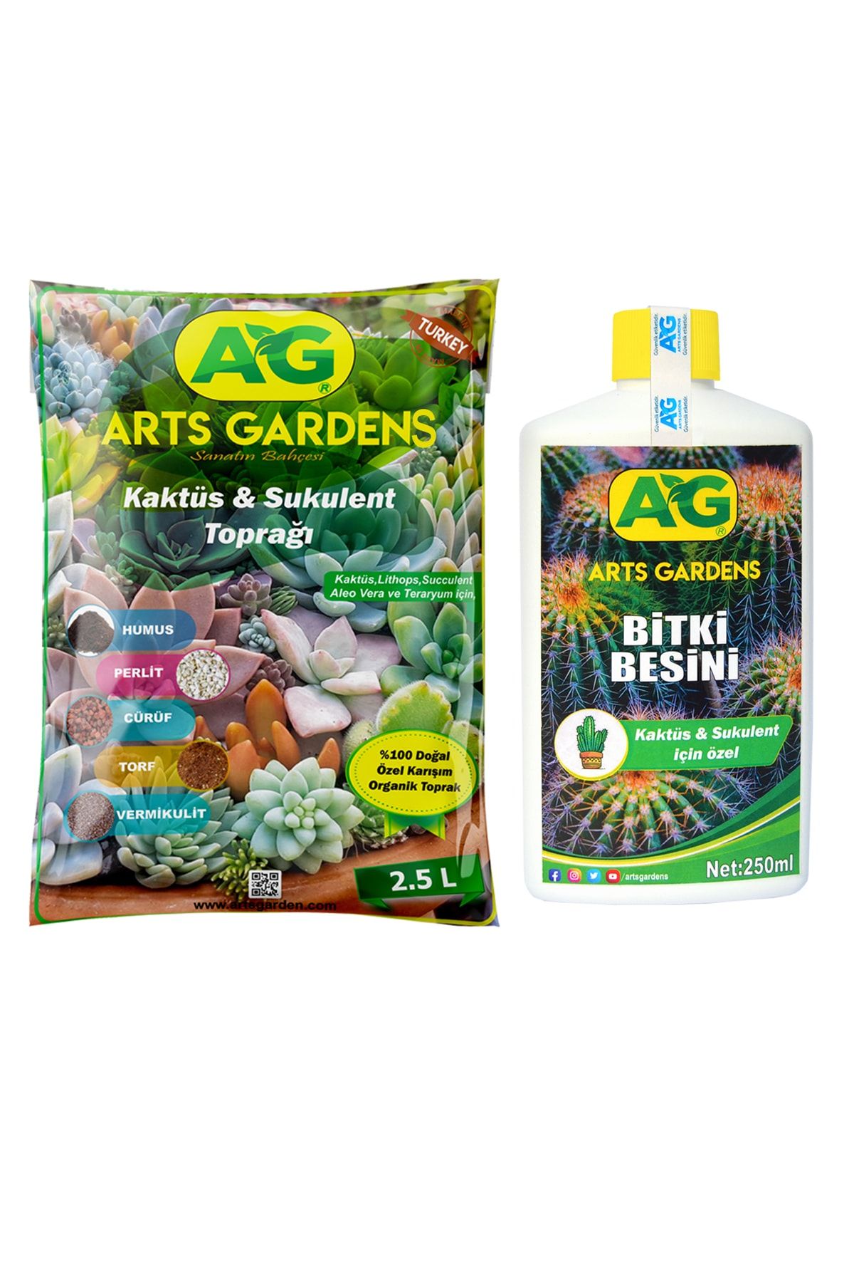 Arts Gardens Kaktüs Toprağı ve  Vitamin Besini  Sukulent Bakım Seti
