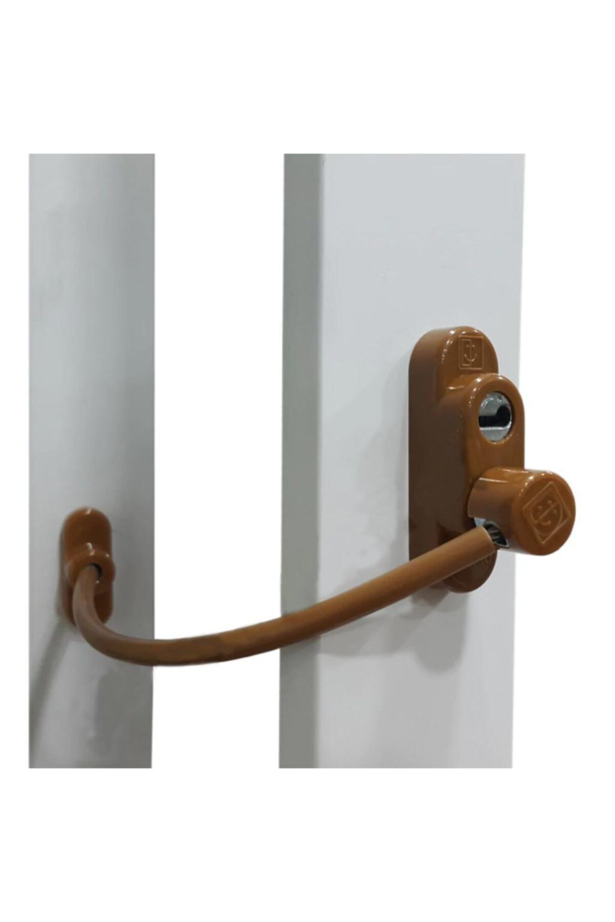 EYM 7 Adet Penkid Çelik Halatlı Kablolu Anahtarlı Pvc Pencere Çocuk Güvenlik Kilidi Açık Kahverengi