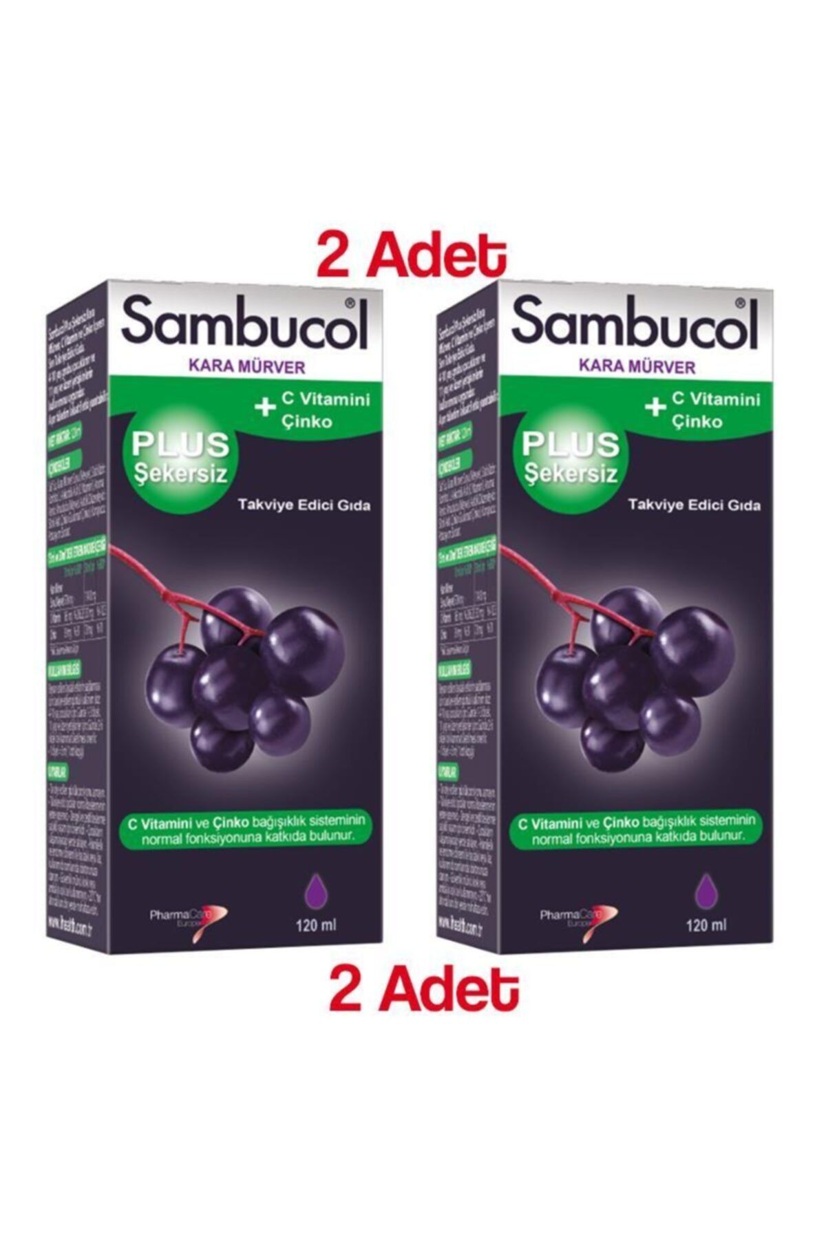 Sambucol Plus Şekersiz Şurup 120 Ml 2 Adet