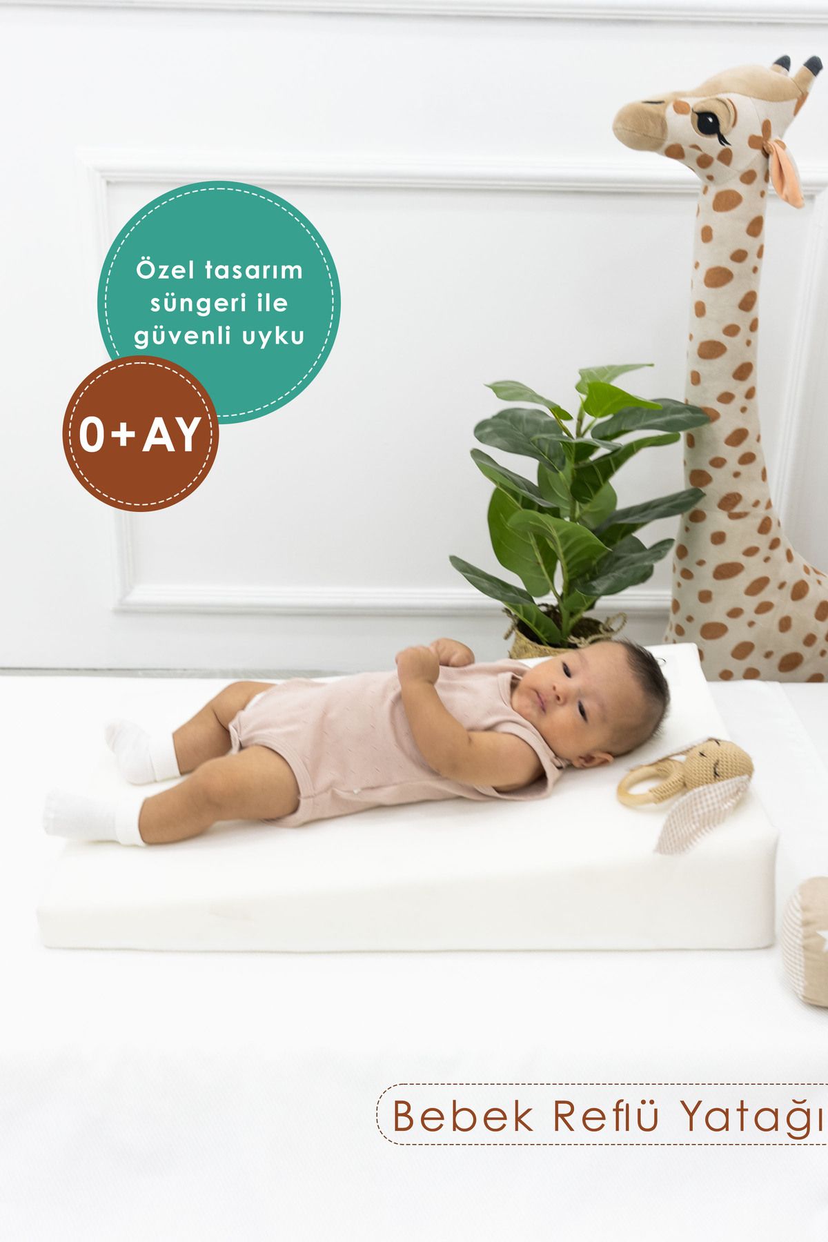 mordesign Bebek Reflü Yatağı, Yıkanabilir Fermuarlı Tasarım, Yenidoğan Güvenli Yatış , Lyon Serisi