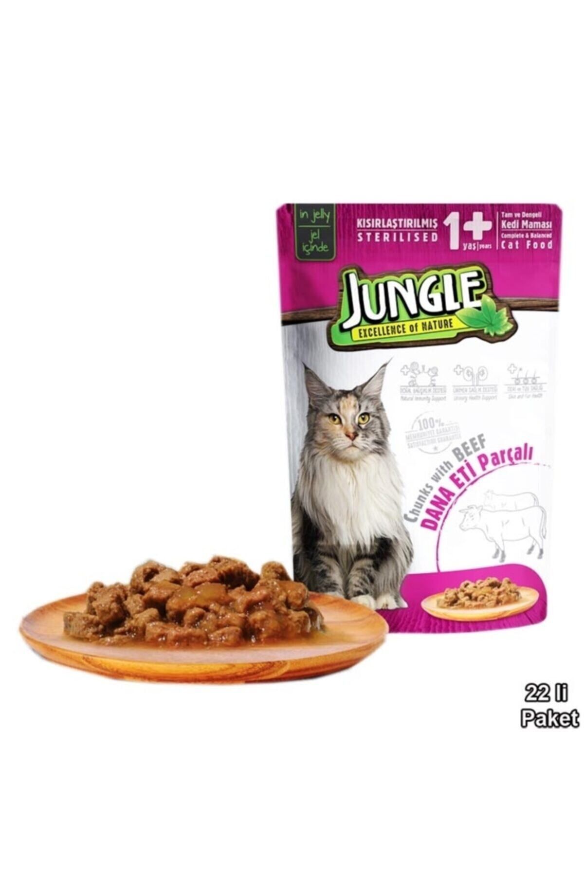 Pelagos Jungle Pouch Kısır Kedi Dana Eti Parçalı 22 Ad.jelli Yaş Mama