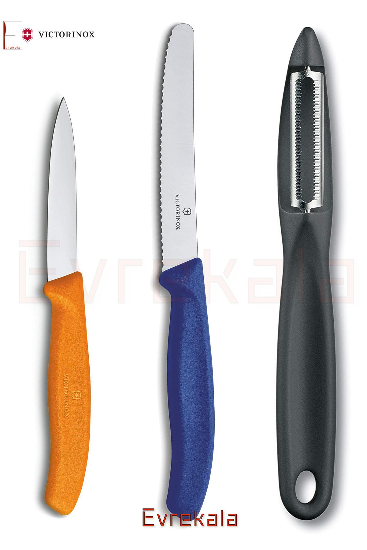 VICTORINOX 2 Bıçak 1 Soyacak Set Victorinox -Yetkili Satıcı Evrekala- 3 Knife and Peeler Set