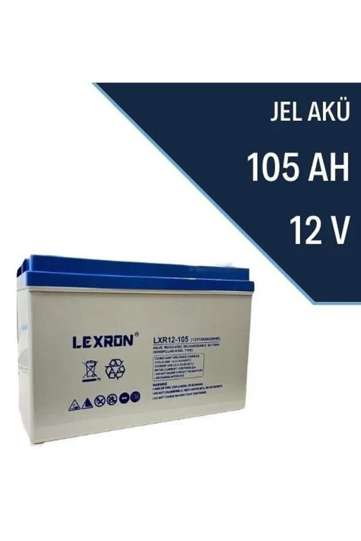 Lexron 105 Amper 12 Volt Jel Akü - 105 Ah Jel Akü - 1 Adet