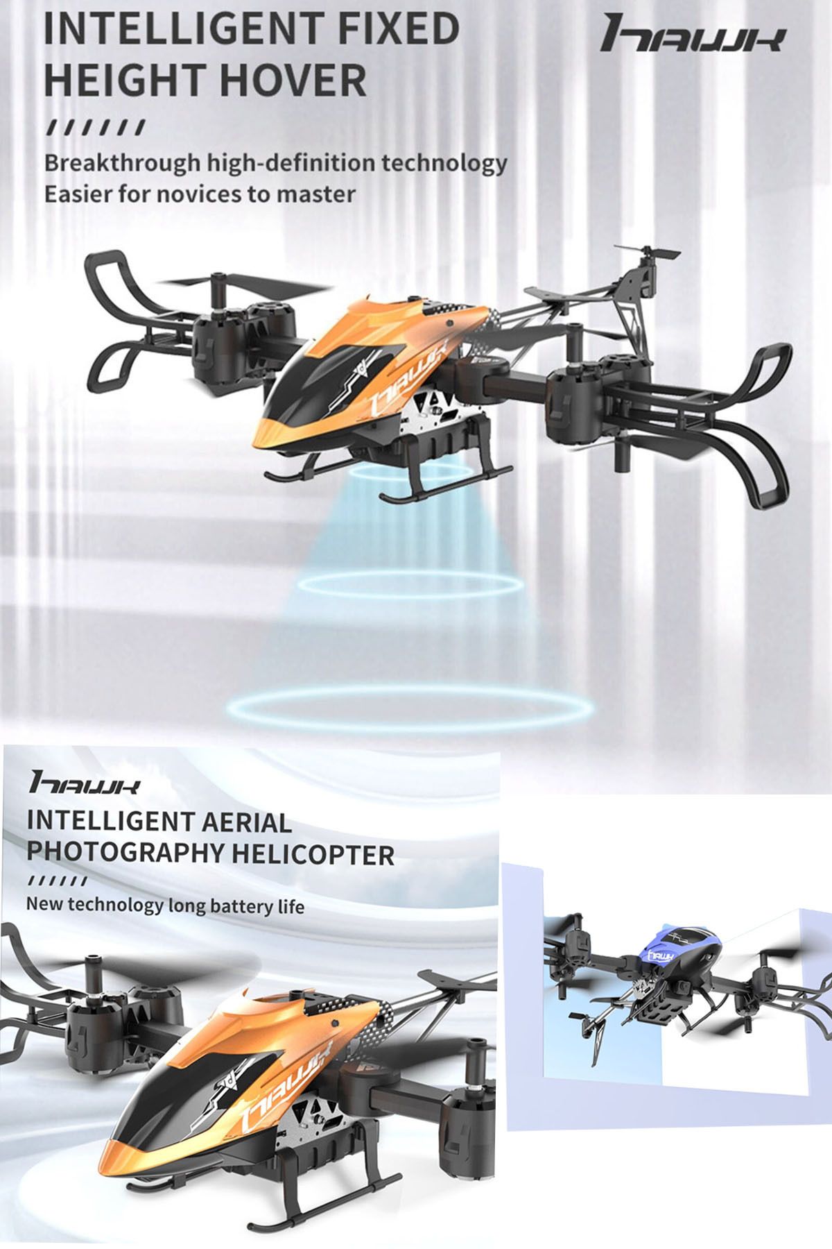 YILDIRIM OYUNCAK Kumandalı Led Işıklı 360° Uçabilen Otomatik Dönüşlü Şarjlı Helikopter Drone Body