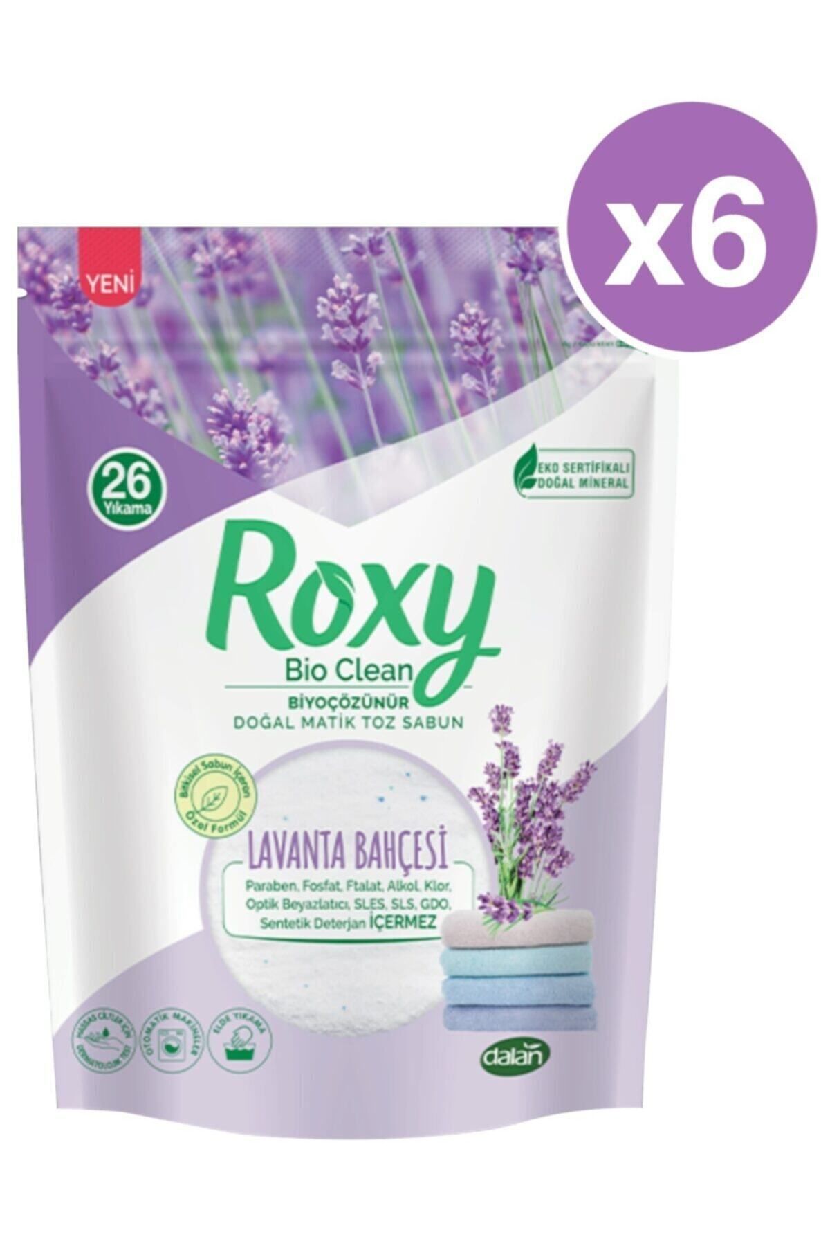 Dalan Roxy Bio Clean Lavanta Bahçesi Toz Sabun 800 Gr (26 Yıkama) X 6 Adet