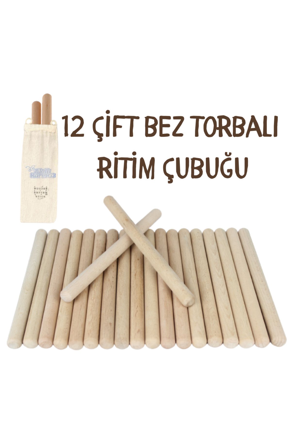 Akıllı Karınca 12 Çift Ritim Çubuk Seti (24 Adet) Ritim Çubuğu Ritm Çubuğu