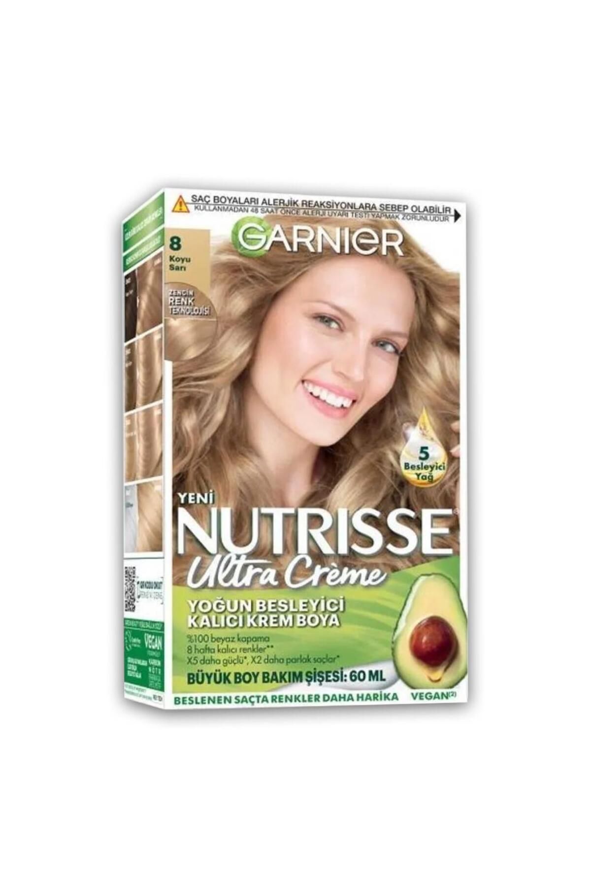 Garnier Nutrisse Yoğun Besleyici Kalıcı Krem Saç Boyası 8 Koyu Sarı