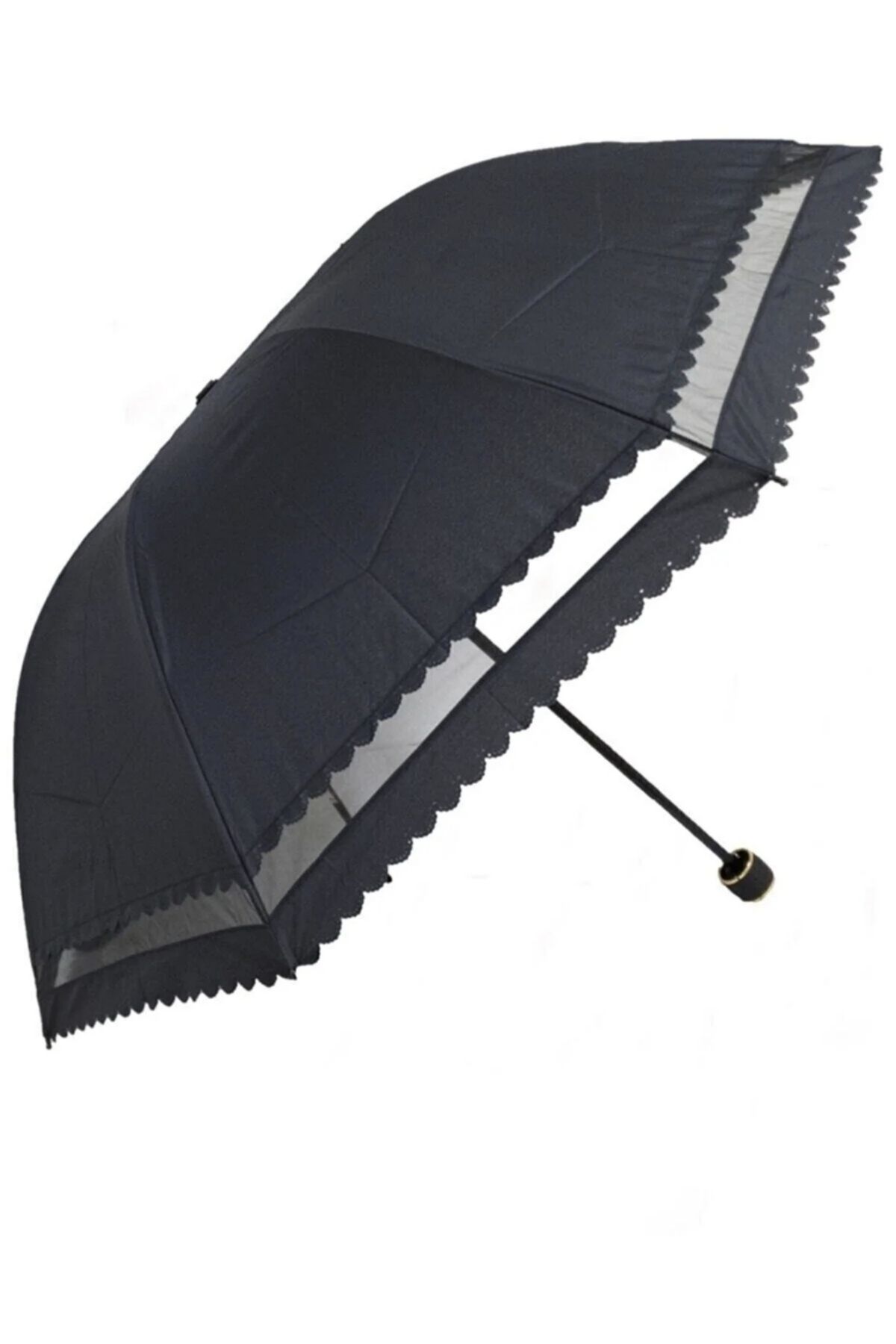 AVİPOLES Şemsiye Dantelli Şemsiye Yarasa Tip Katlamalı 8 Tel Rüzgarda Kırılmaz Lüx Şemsiyesi