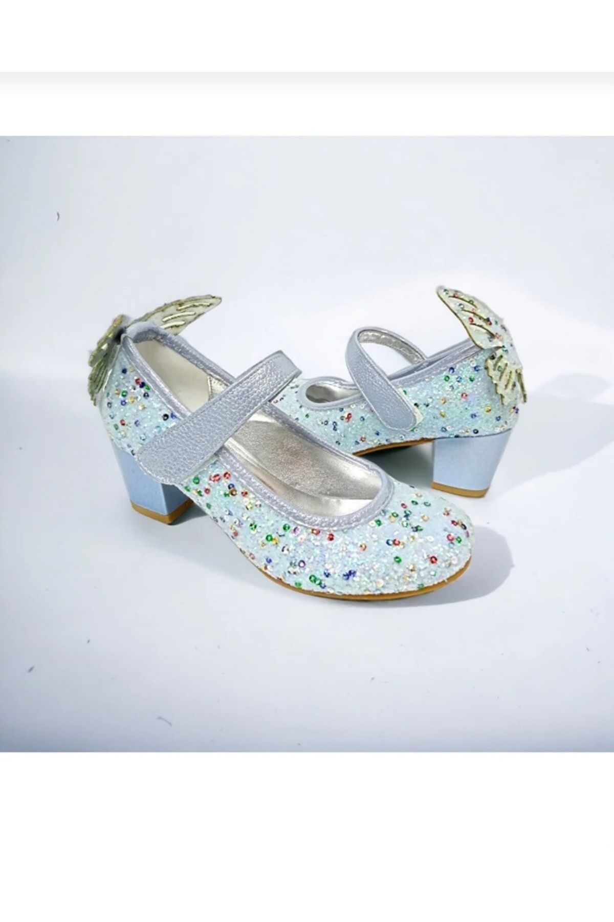 bunnyonthego Kız Çocuk Kelebek Figürlü Mavi Renkli Topuklu Ayakkabı