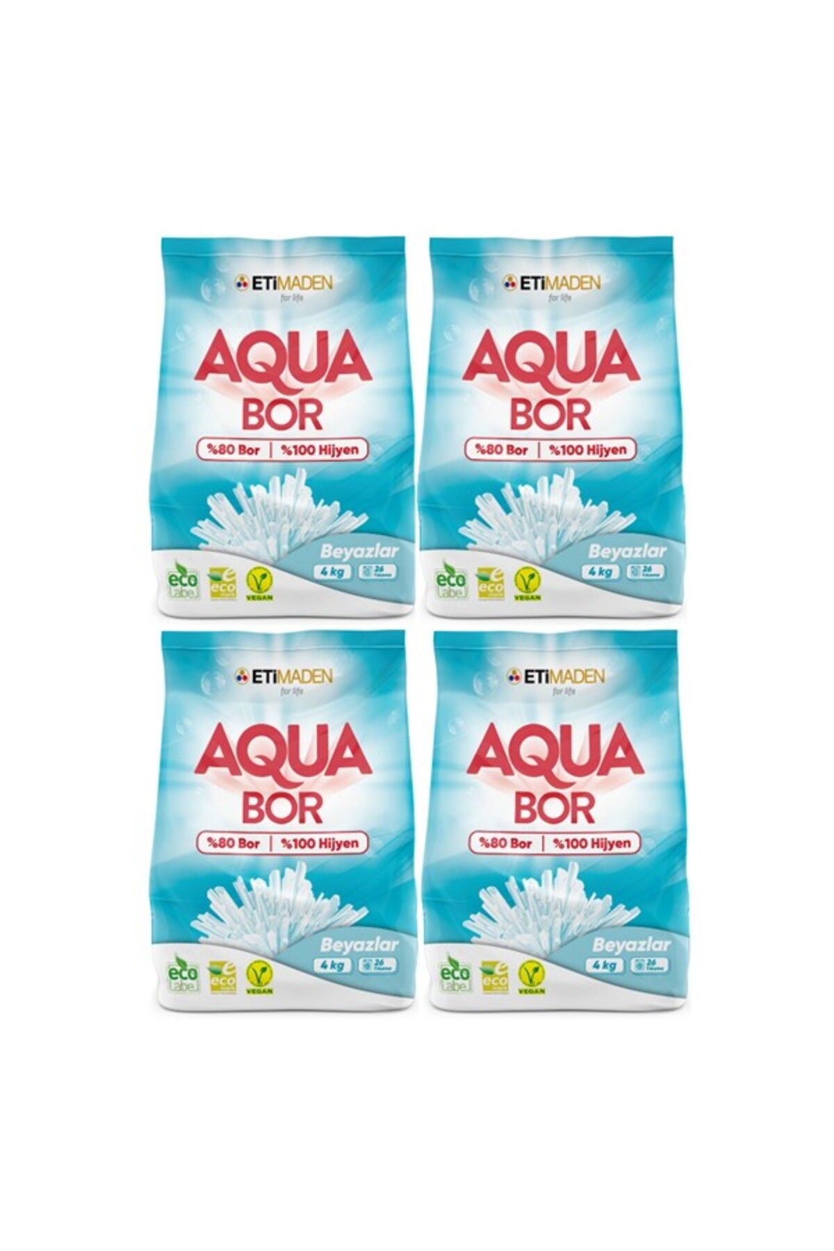 Boron AquaBor (Boron) Toz Çamaşır Deterjanı Beyazlar 4 kg x4