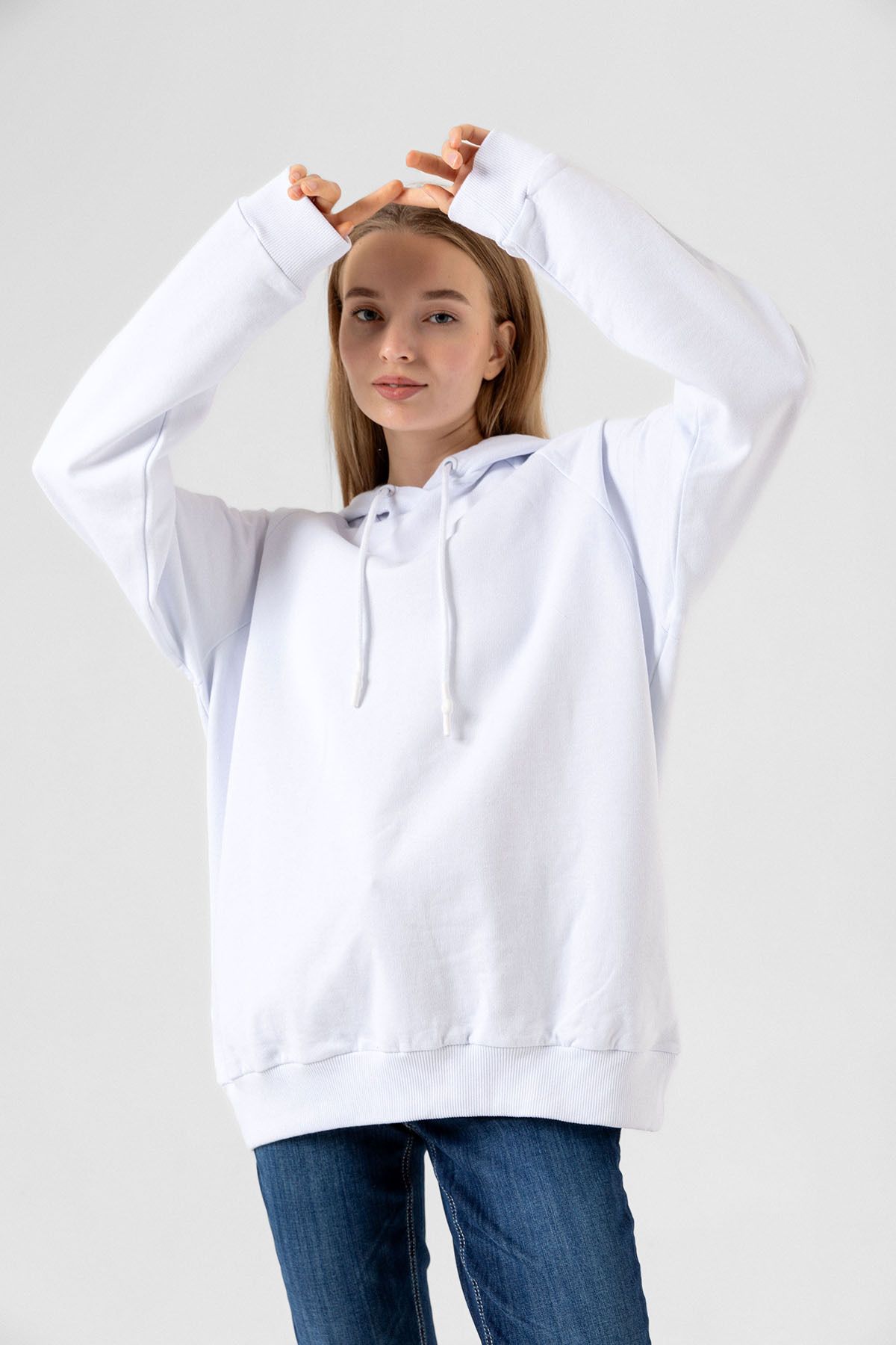 FINGER PRINT Oversize Kapşonlu Kadın Sweatshirt