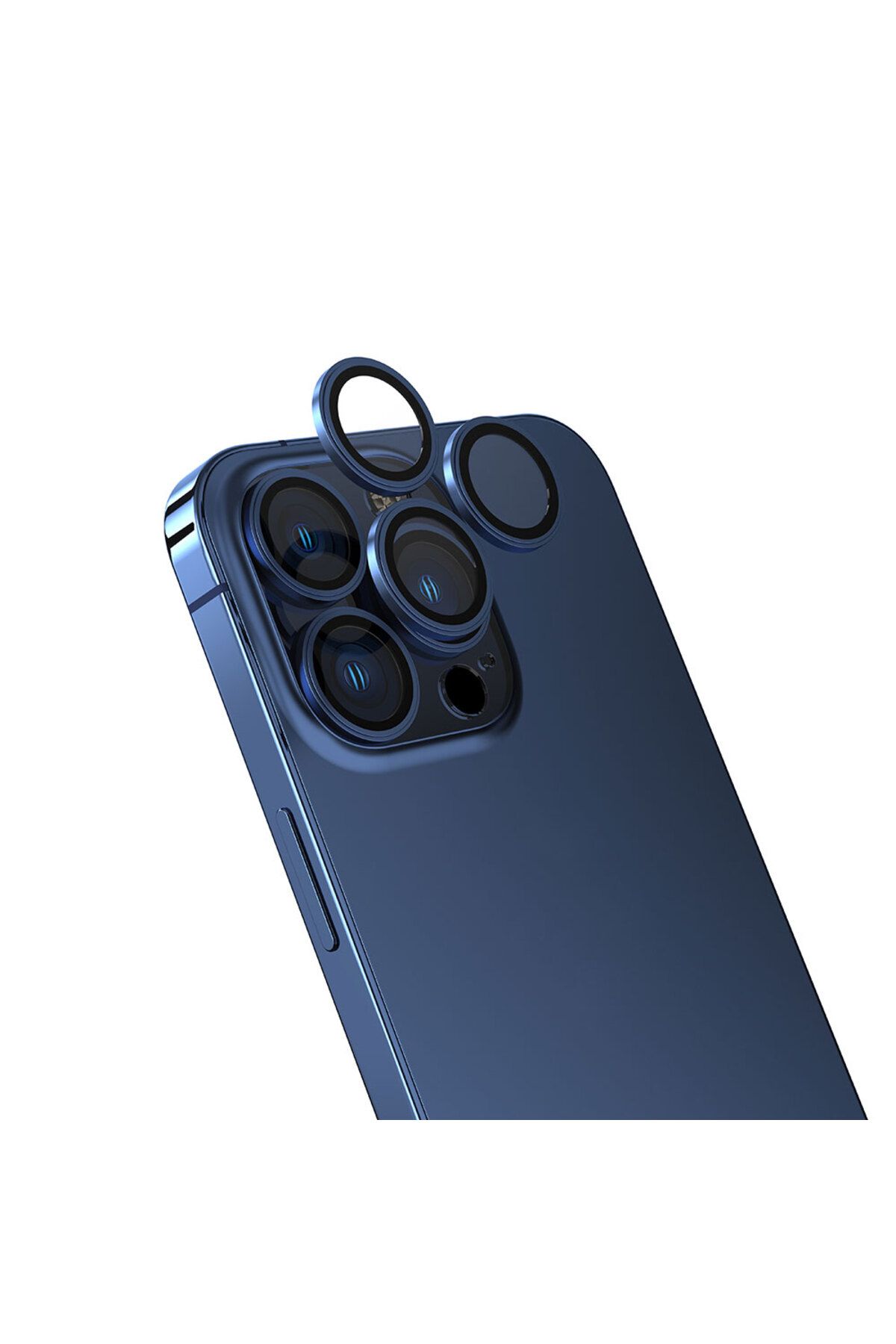 Gpack Apple iPhone 15 Pro Kamera Koruyucu Safir Cam Metal A Kalite İnce Slim CL13 Mavi