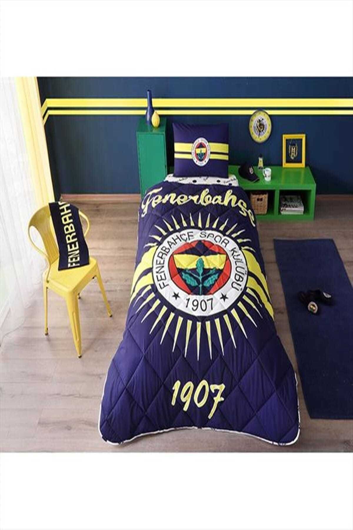 Taç Fenerbahçe Güneşi Tek Kişilik Yorgan Seti Uyku Seti Yastık Hediyeli