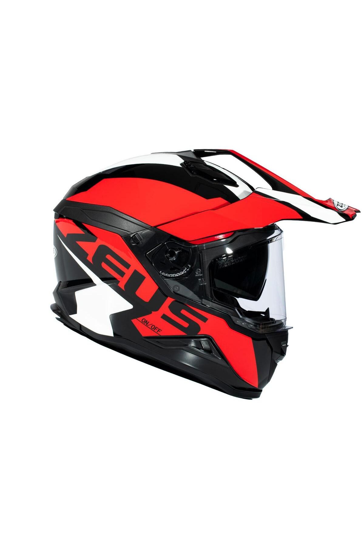 ZEUS ZS-913 Solid Black BF8-Red Kapalı Kask