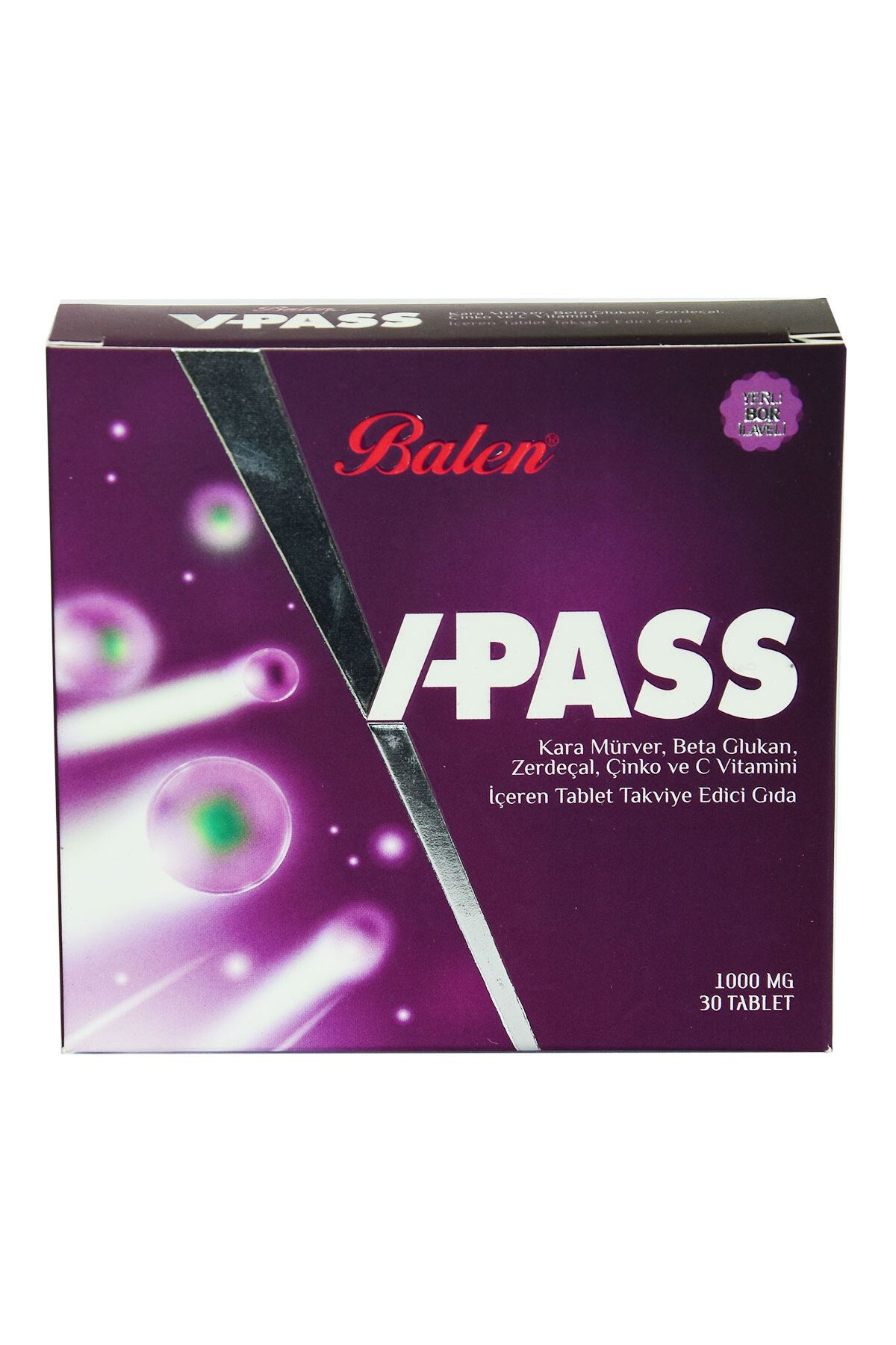 Balen V-Pass Kara Mürverli Zerdeçallı Çinko ve C Vitaminli 1000 Mg X 30 Tablet
