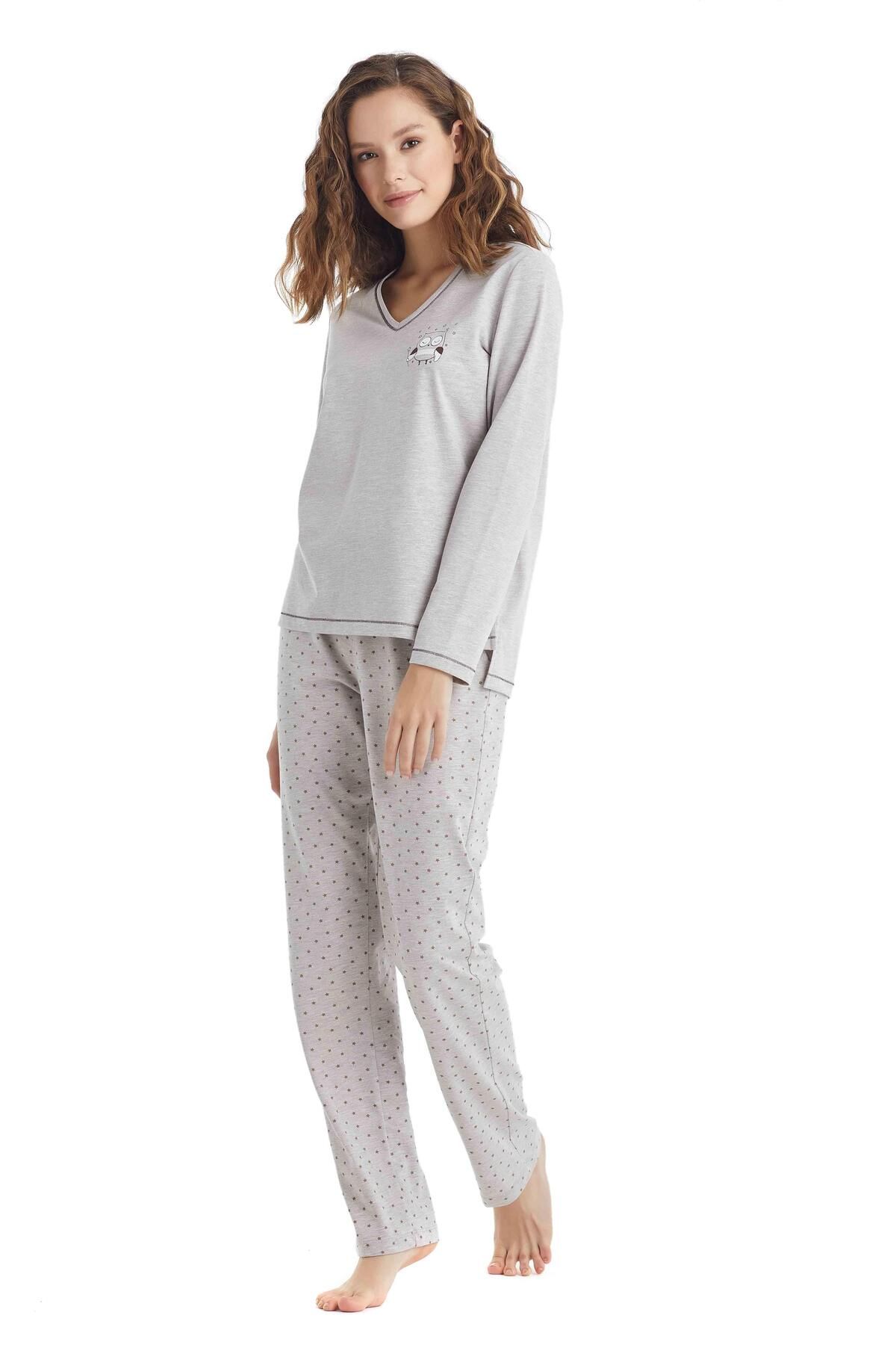 Blackspade Blackspadel Kadın Uzun Kol Bej Pijama Takımı 60341