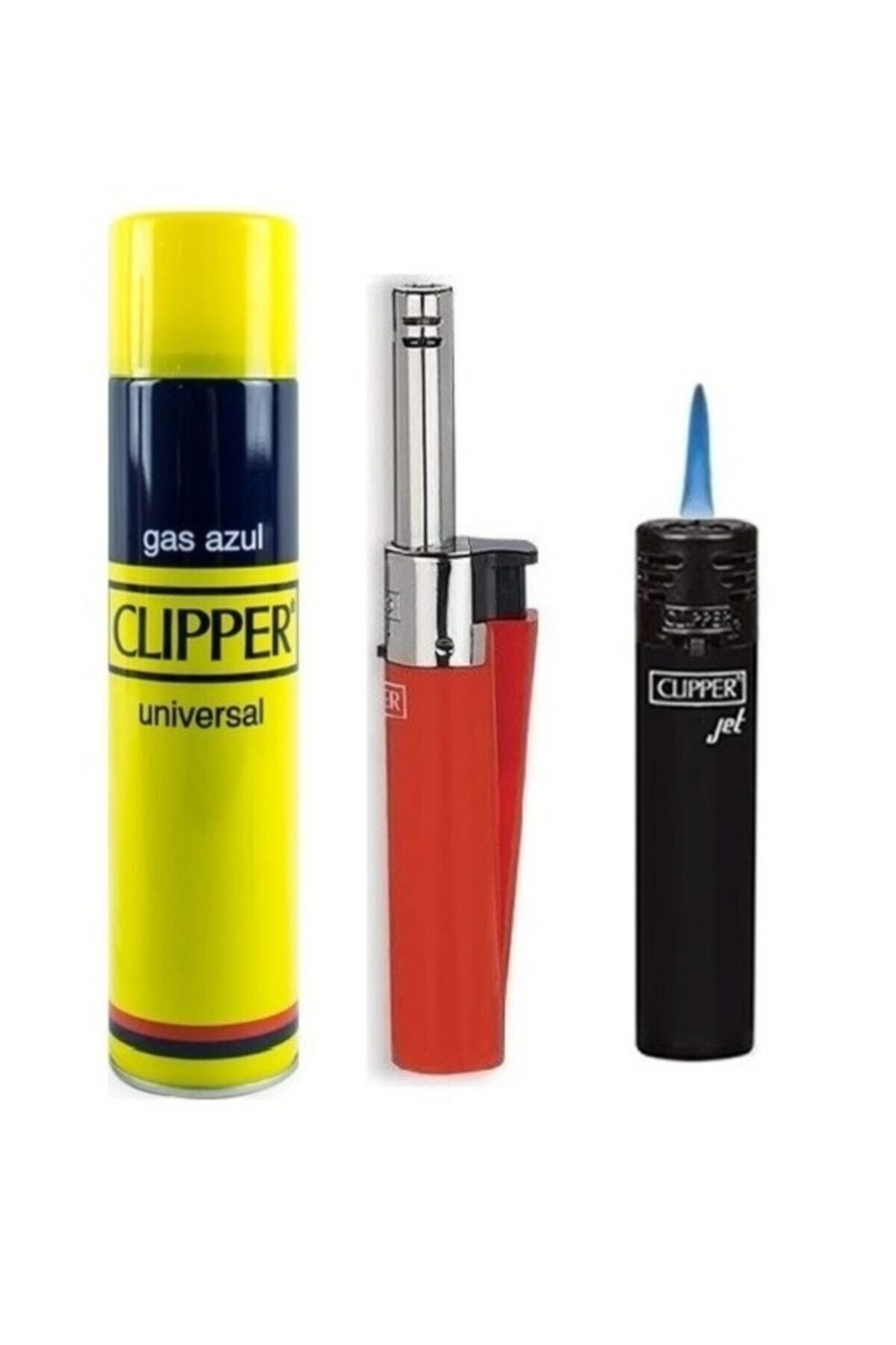 Clipper Efsane Set 1 Adet Jet Rüzgar Çakmağı 1 Adet Mini Tube Çakmak 1 Adet Çakmak Gazı