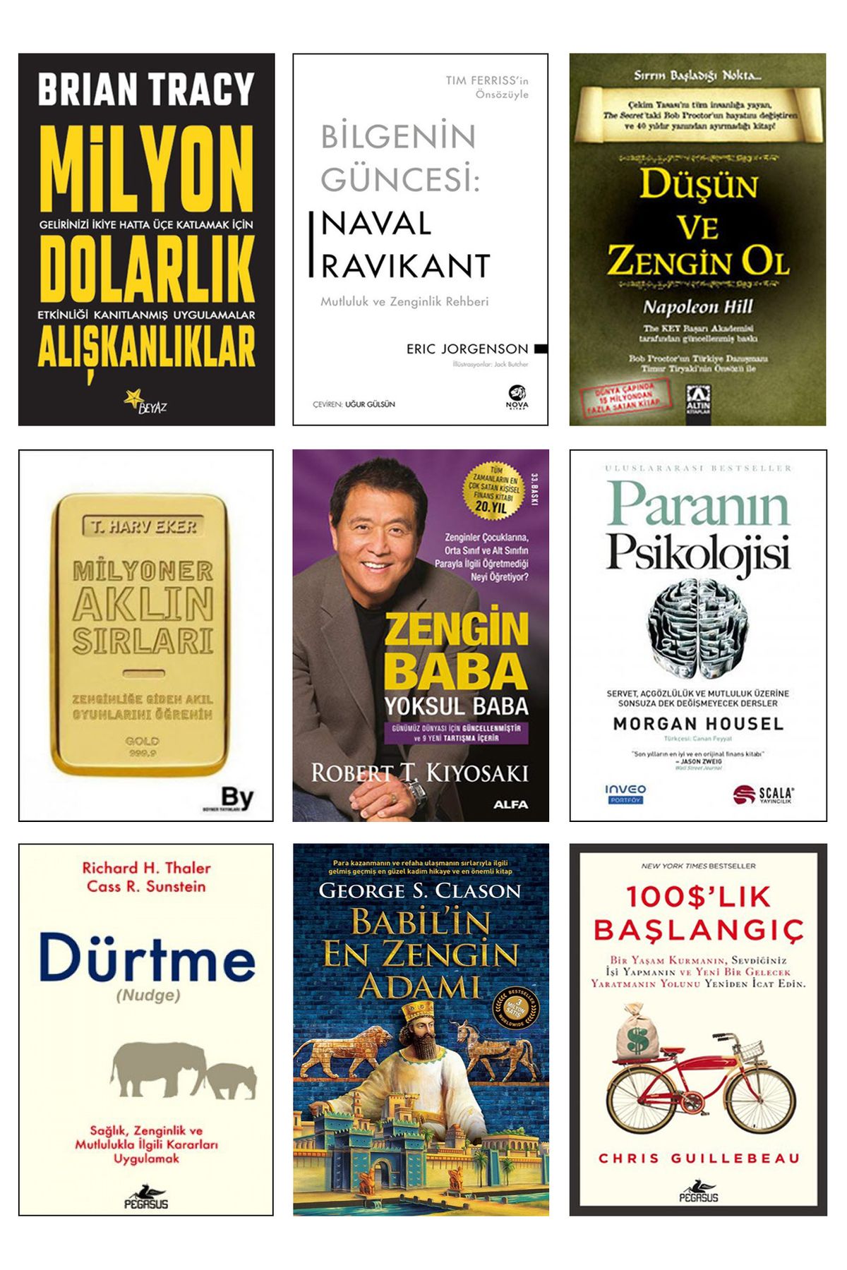Altın Kitaplar Milyon Dolarlık Alışkanlıklar Paranın Psikolojisi Dürtme Babilin En Zengin Adamı 100 $'lık Başlangıç