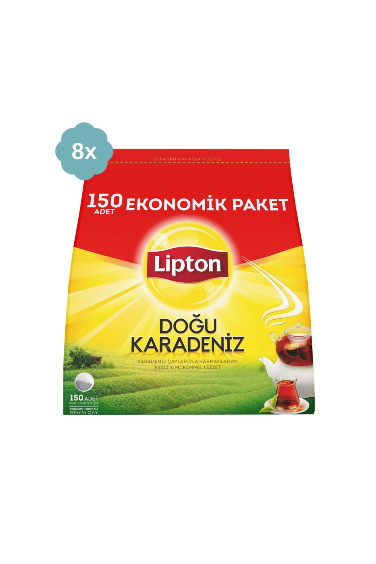 Lipton Doğu Karadeniz Bergamotlu Demlik Çay 150li x 8 Adet