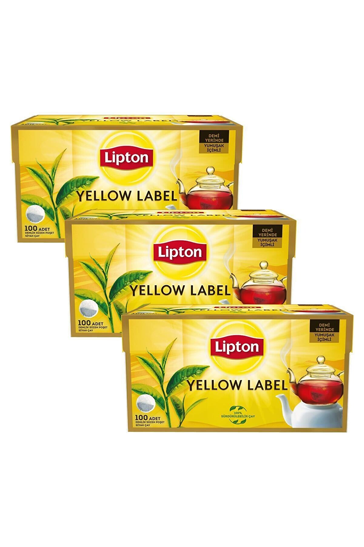 Lipton Yellow Label Demlik Poşet Çay 100'lü X 3 Adet