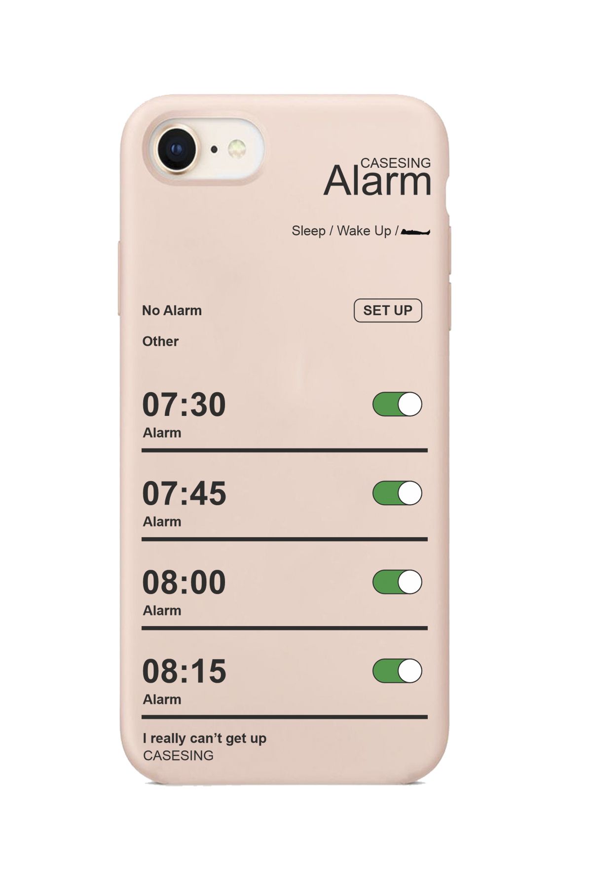 casesing Iphone 7 Pembe Lansman Alarm Tasarımlı İçi Süet Kaplı Kılıf