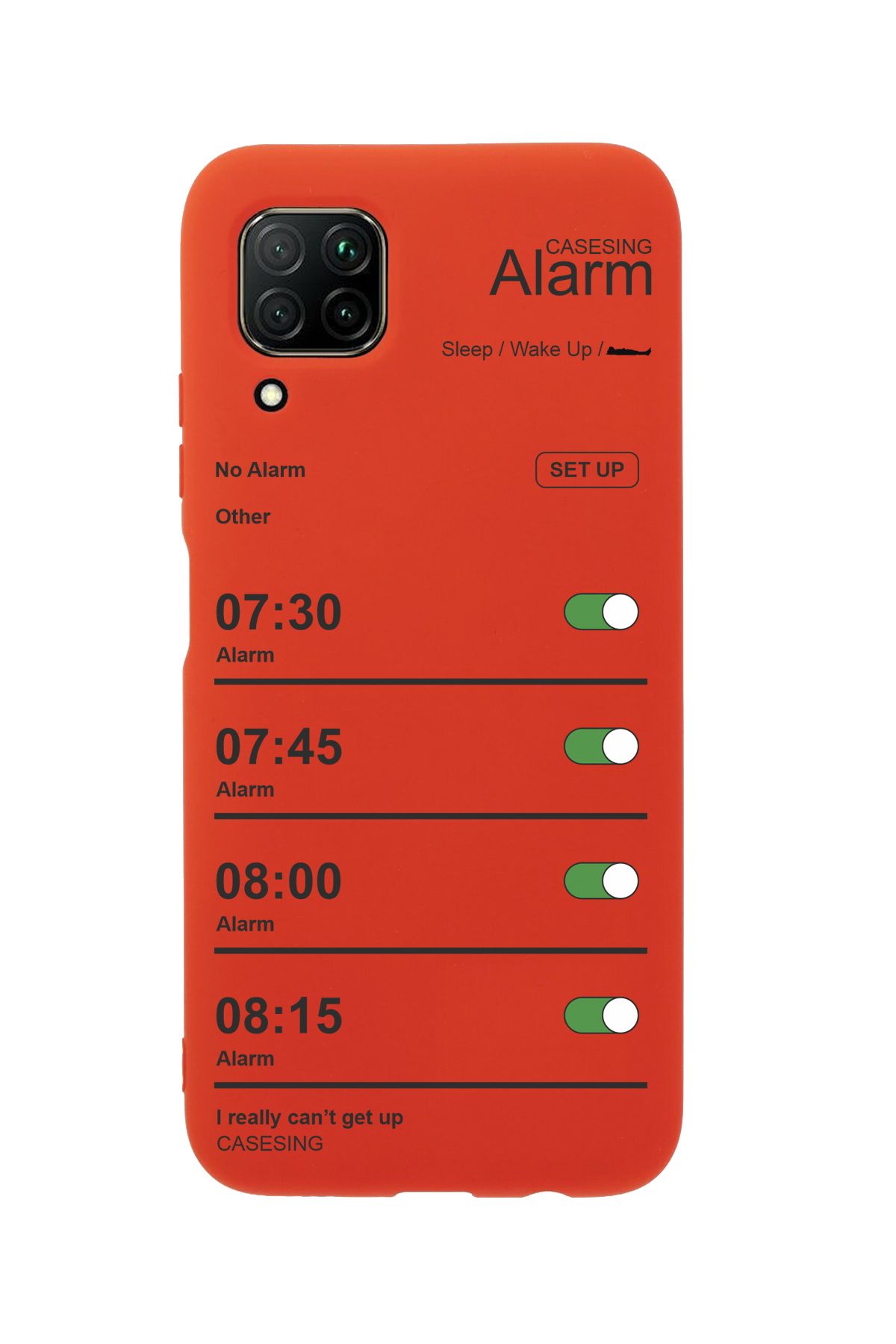 casesing Huawei P40 Lite Kırmızı Alarm Tasarımlı İçi Süet Kaplı Lansman Kılıf