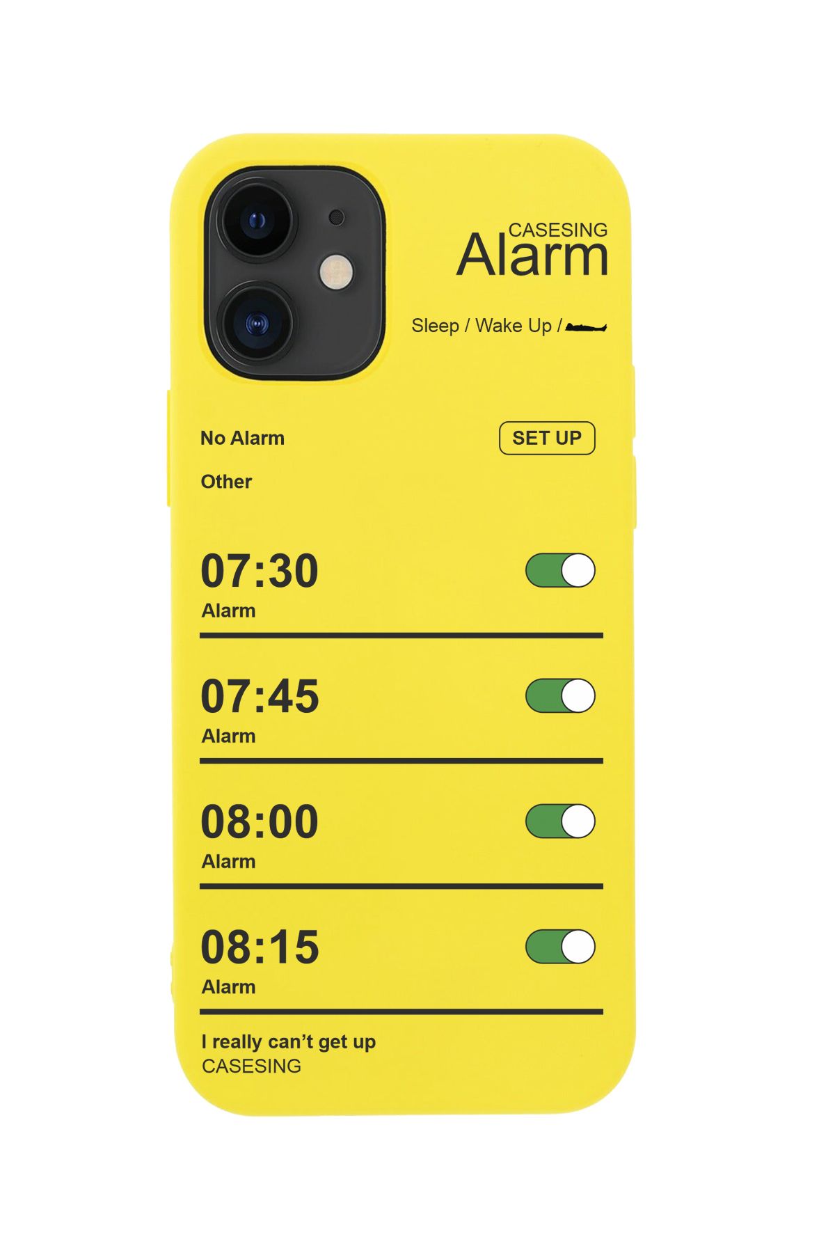 casesing Iphone 12 Sarı Lansman Alarm Tasarımlı İçi Süet Kaplı Kılıf