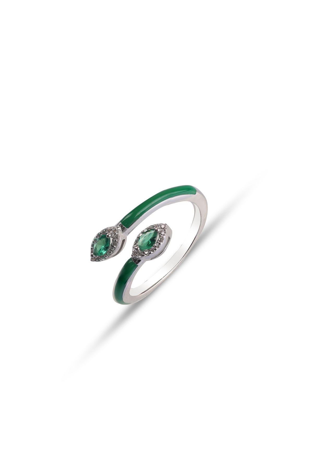 Freya Yeşil Mineli Emerald Markiz Pırlanta Yüzük