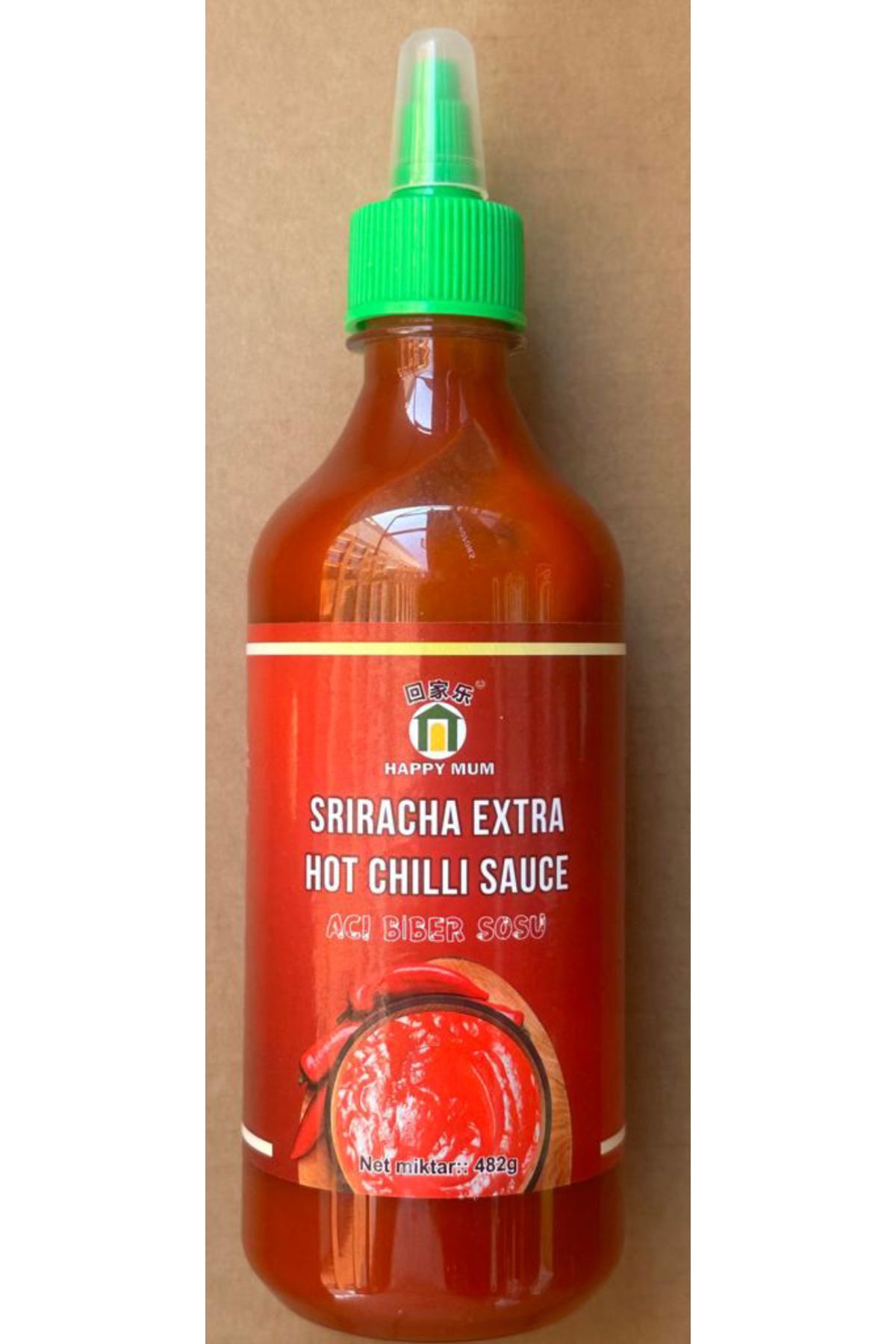 Happy Sriracha Acı Biber Sosu 482 gr, Sriracha Extra Hot Chilli Sauce, Çin Acı Sos, Uazkdoğu Acı Sos