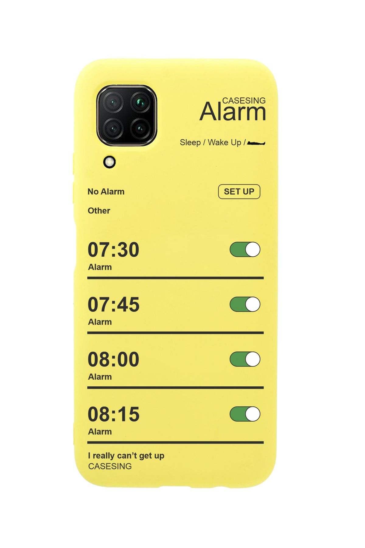 casesing Huawei P40 Lite Sarı Alarm Tasarımlı İçi Süet Kaplı Lansman Kılıf
