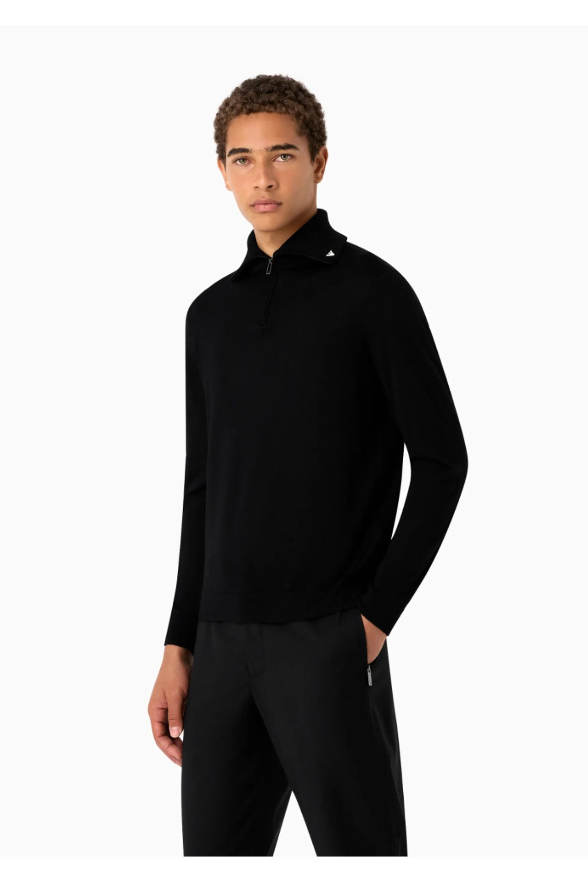 Emporio Armani Virgin Wool Half-Zip kazak  Jumper