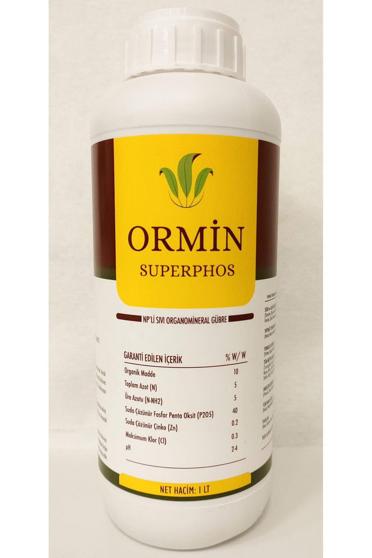ORMIN Superphos Fosforlu, Tüm Bitkiler Için Köklendirici Sıvı Organomineral Taban Gübresi 1 Lt