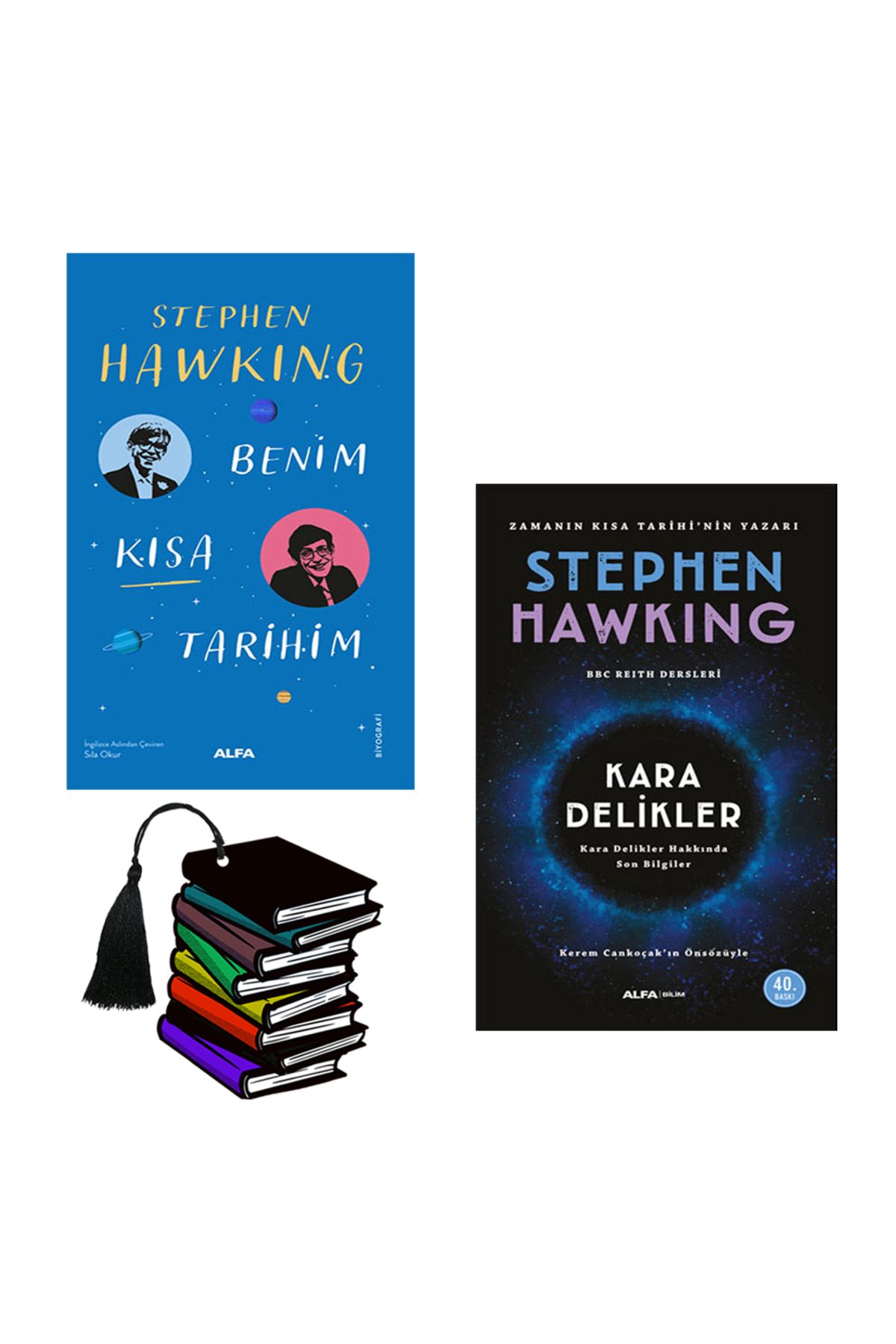 Alfa Yayınları Stephen Hawking - Benim Kısa Tarihim - Kara Delikler - 2kitap yırtılmaz ayraç hediye