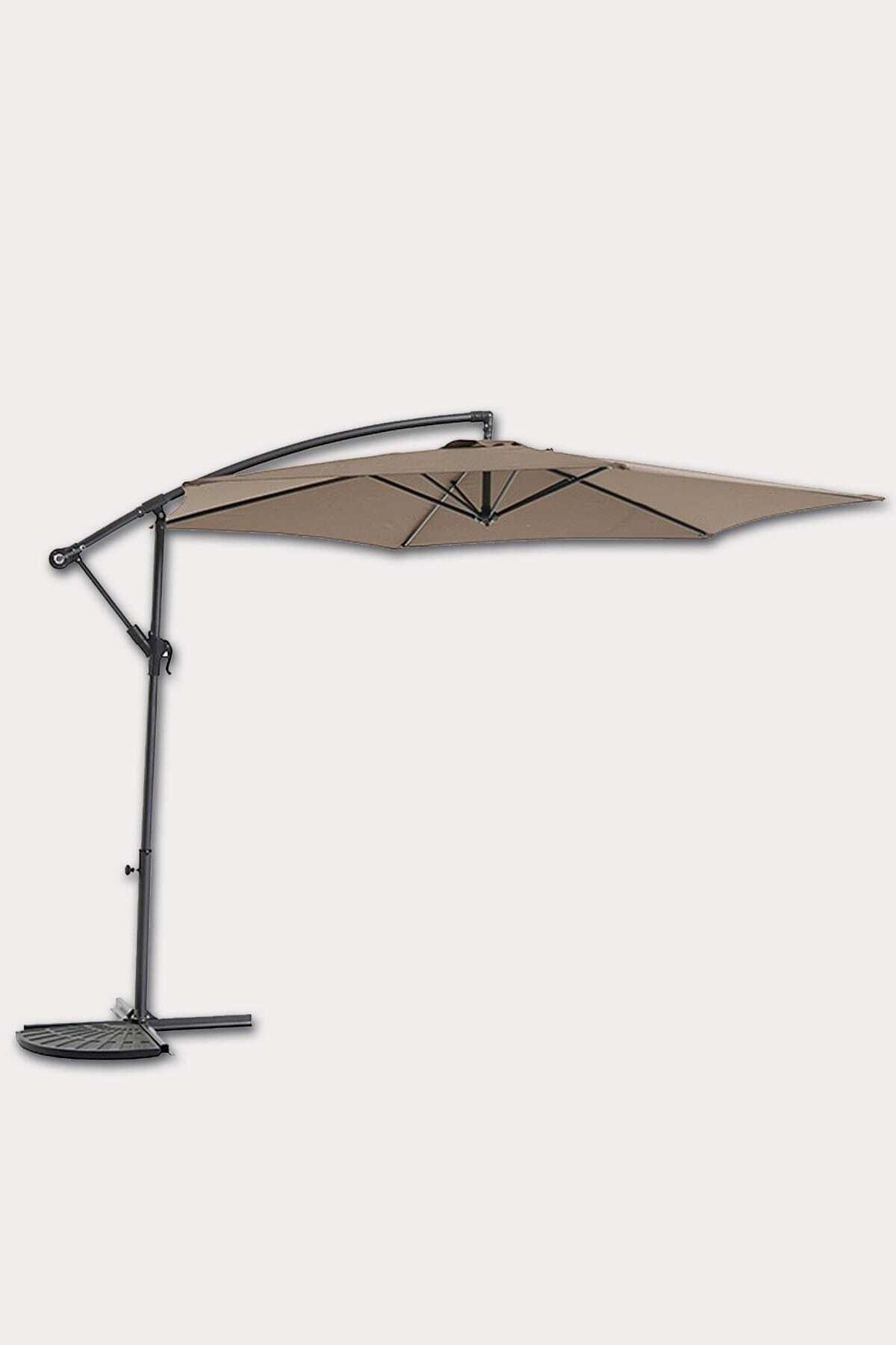 Sunfun Kahverengi 3 Metre Ayaklı Ampül Şemsiye Polyester Örtülü