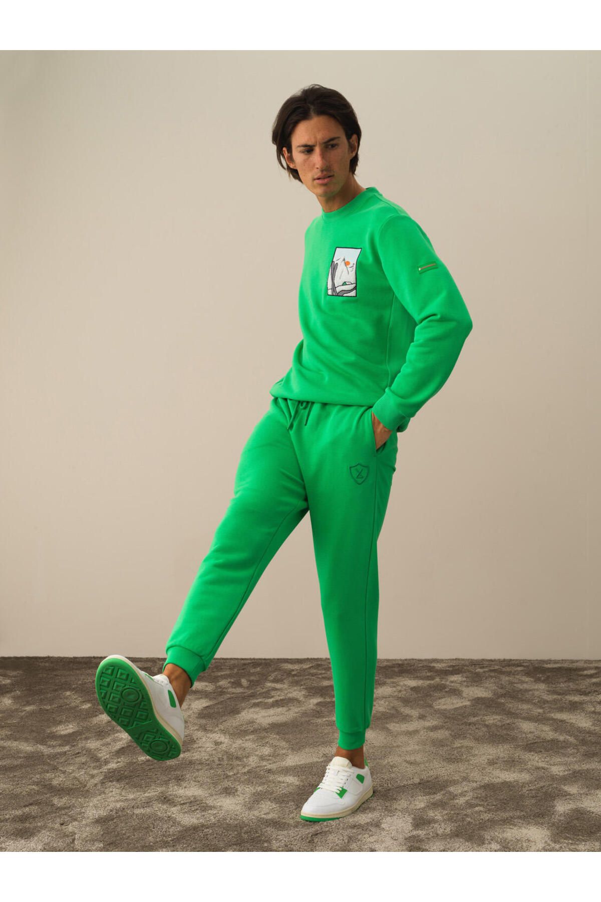 Xint Erkek Yeşil Pamuklu Regular Fit Sweat Pantolon