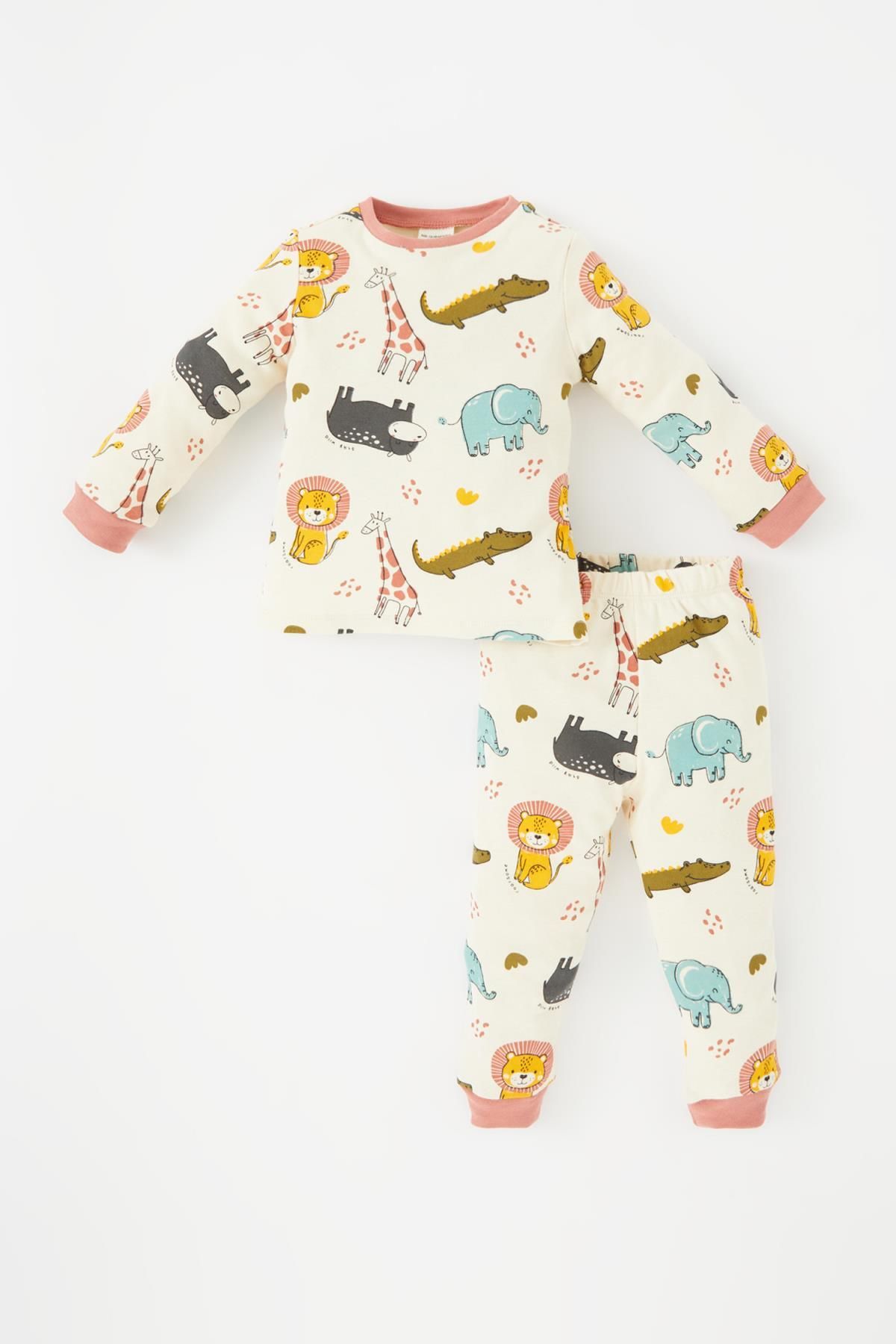Defacto Erkek Bebek Safari Baskılı Uzun Kollu Pijama Takımı