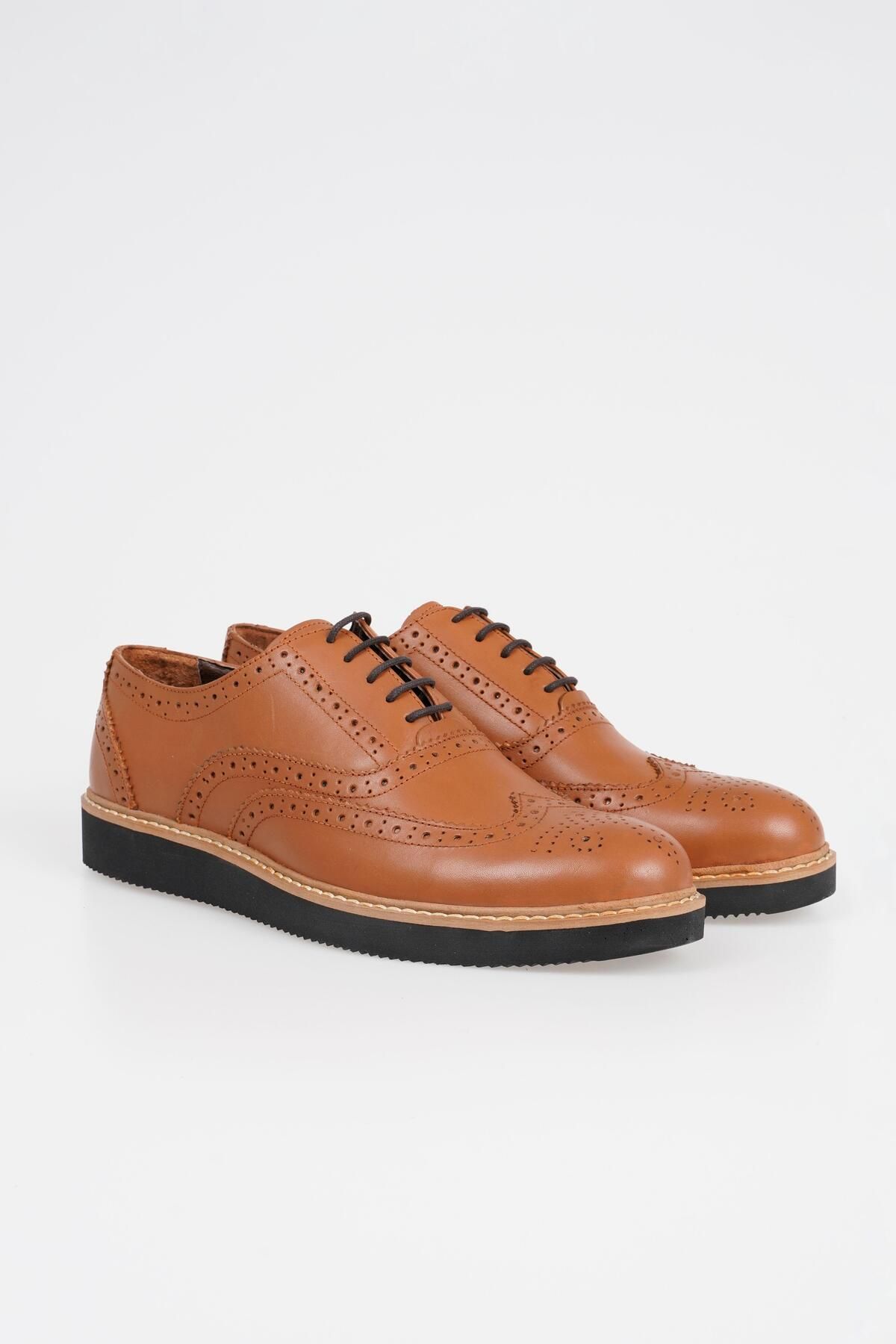 CZ London Hakiki Deri Erkek Klasik Ayakkabı Ön ve Yan Dikişli Oxford Ayakkabı