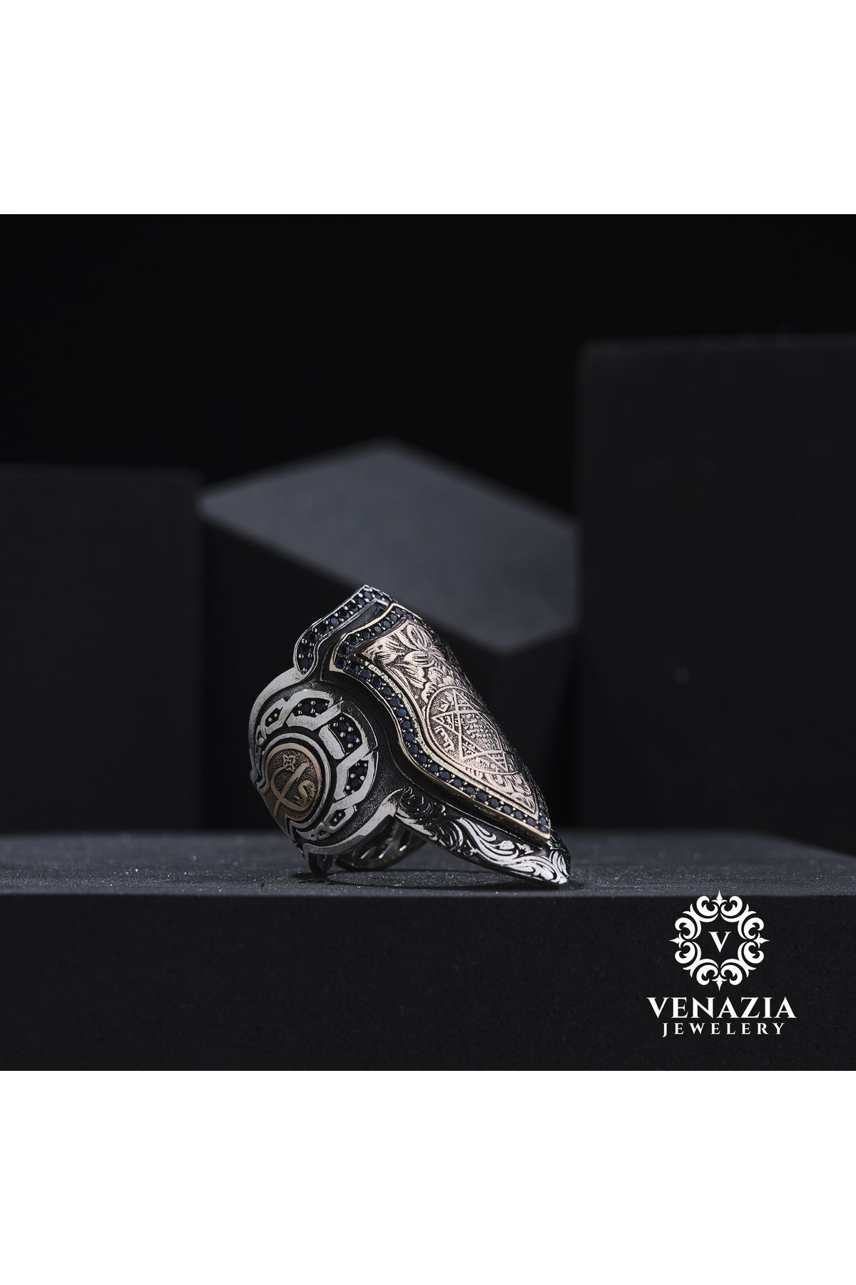 Venazia Jewelery Zihgir Hz. Süleyman Mührü Gümüş Erkek Yüzük Modeli