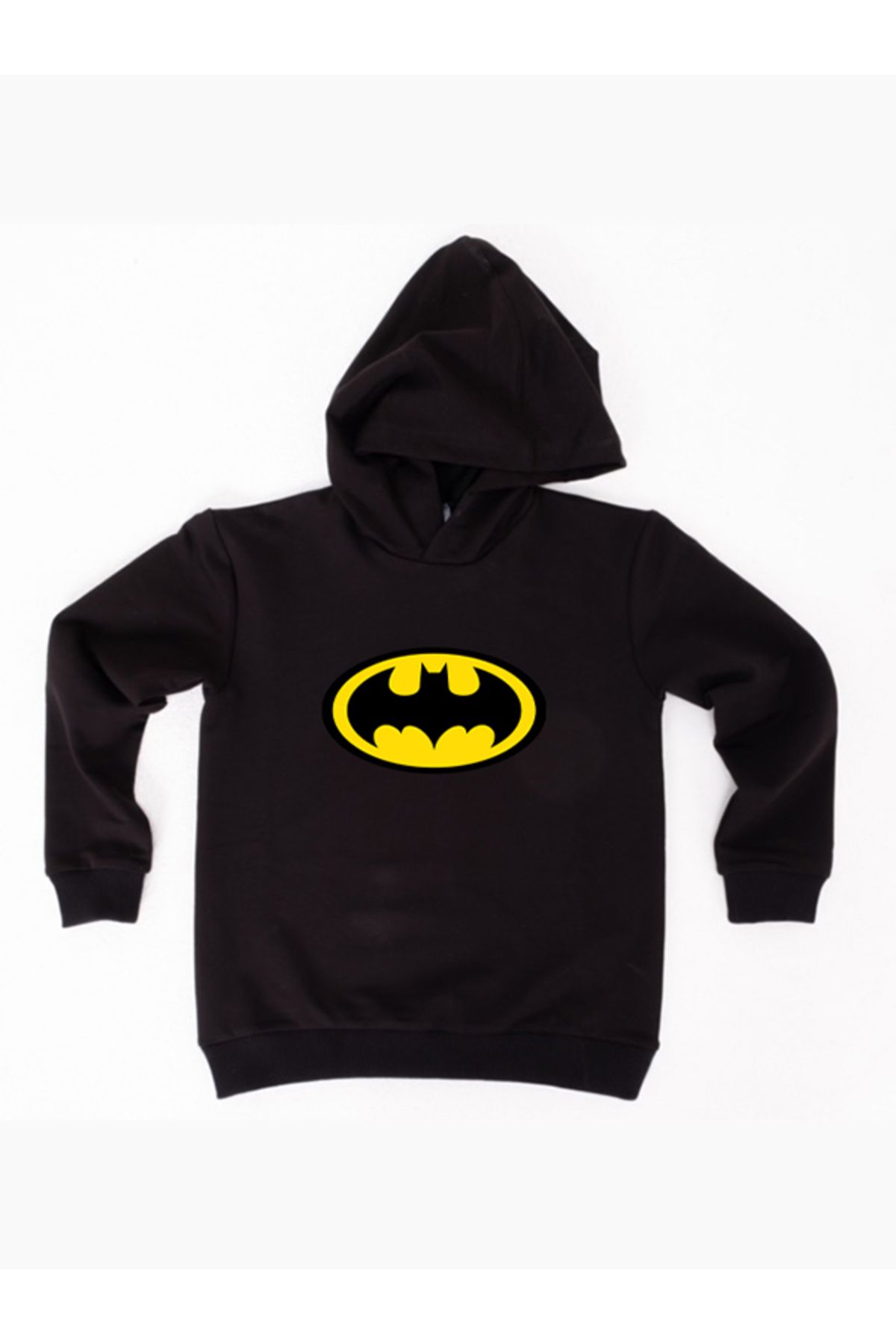 Batman Baskılı Kapüşonlu Pamuklu Kumaş Çocuk Sweatshirt