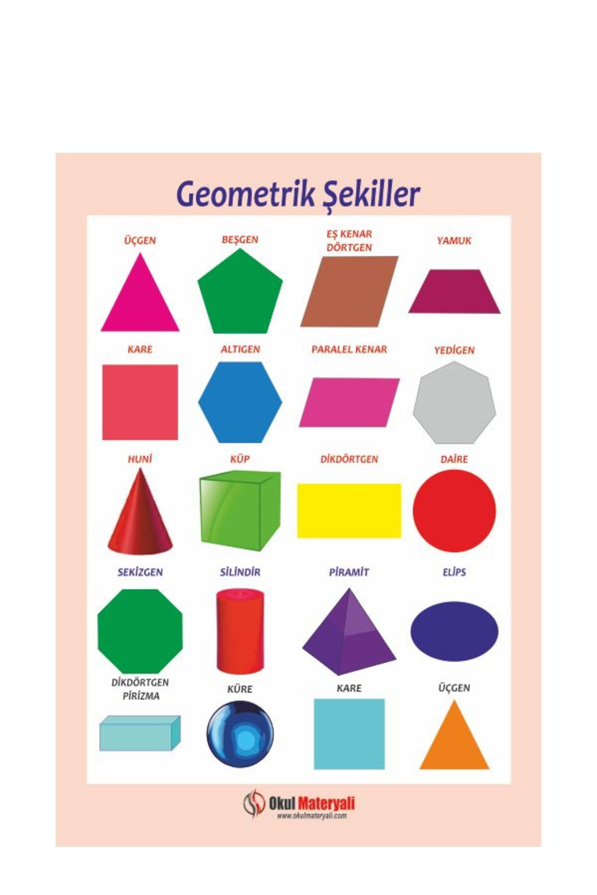 Okul Materyali Geometrik Şekiller 33x48 Cm