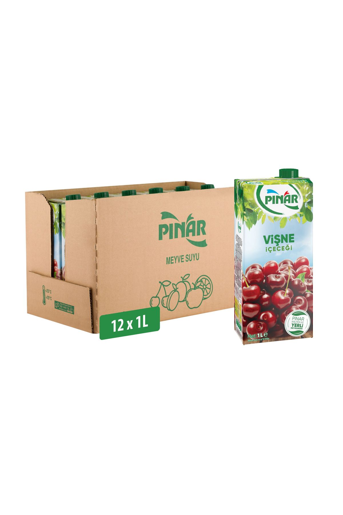 Pınar Meyveli İçecek Vişne 1 L x 12 Adet