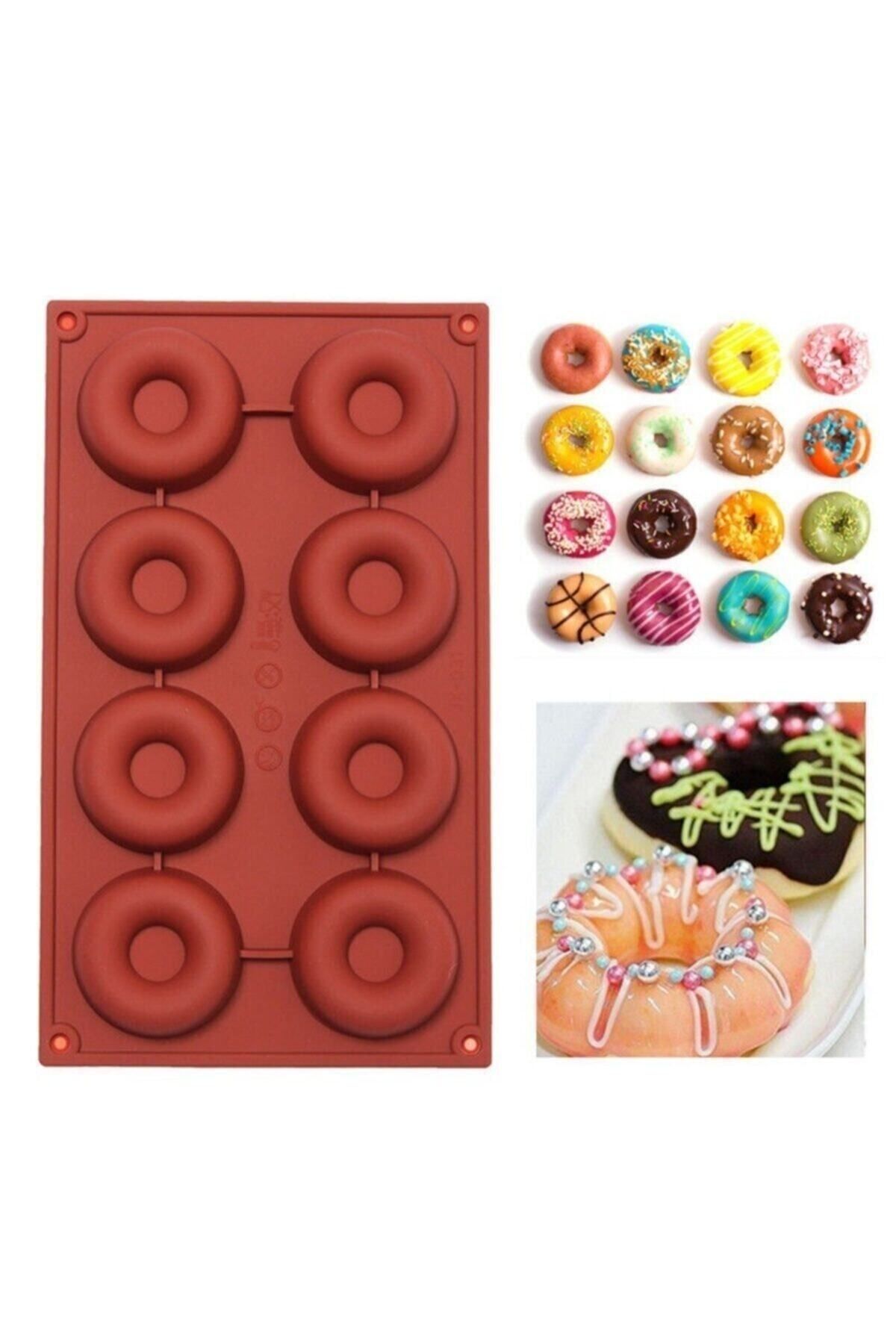 MYEBI Donut Silikon Kek Kalıbı 8'li Pembe Renk