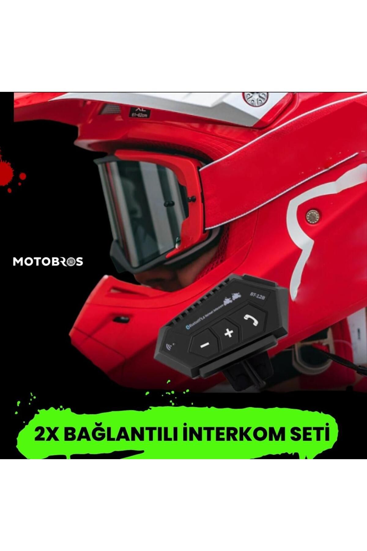 Motobros Intercom Seti 2 Interkom Arasında Bağlantı Özelliği Ve Bluetooth 5.0 Özelliği (SU GEÇİRMEZ)