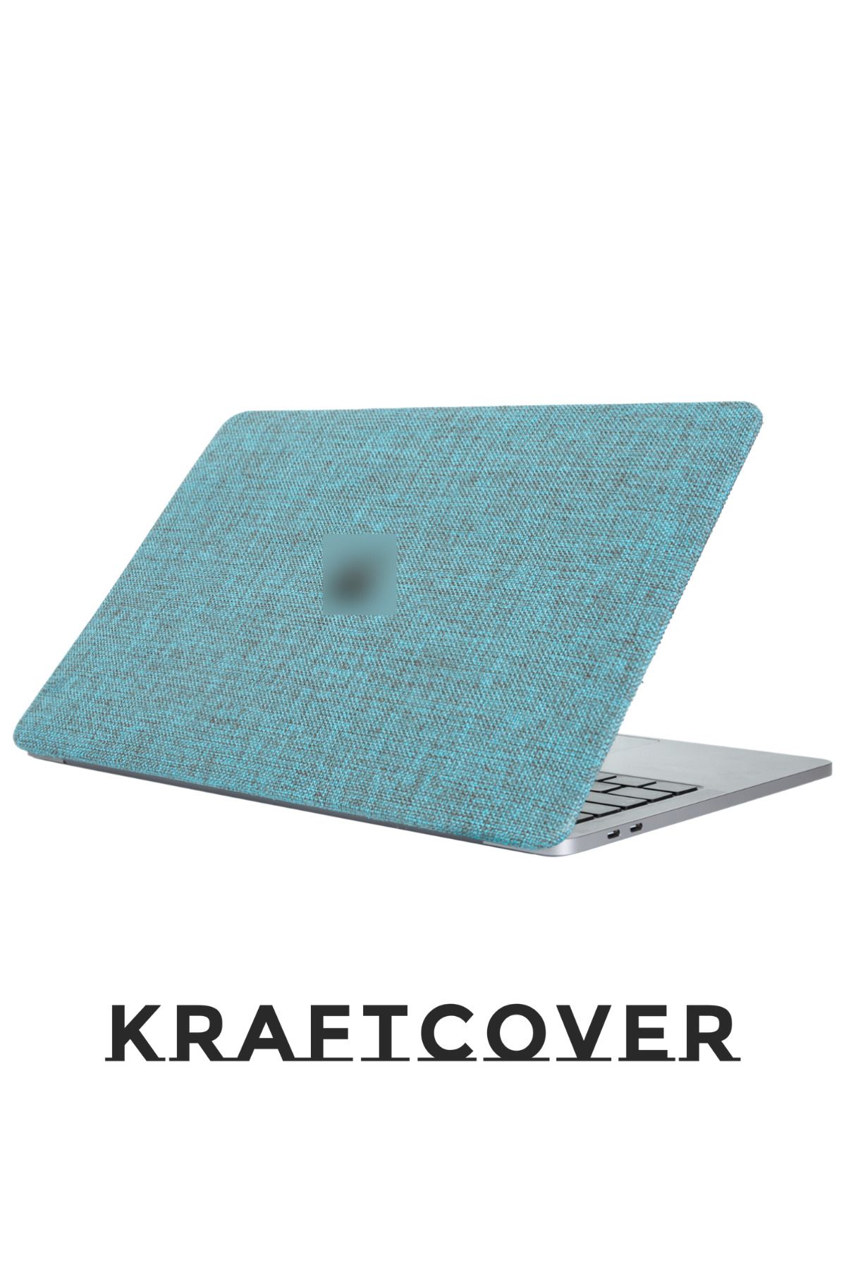 KraftCover Macbook Air 2023 15 Inç Kılıf A2941 Uyumlu Açık Mavi Kumaş Sert Macbook Koruma Ön Arka Kapak