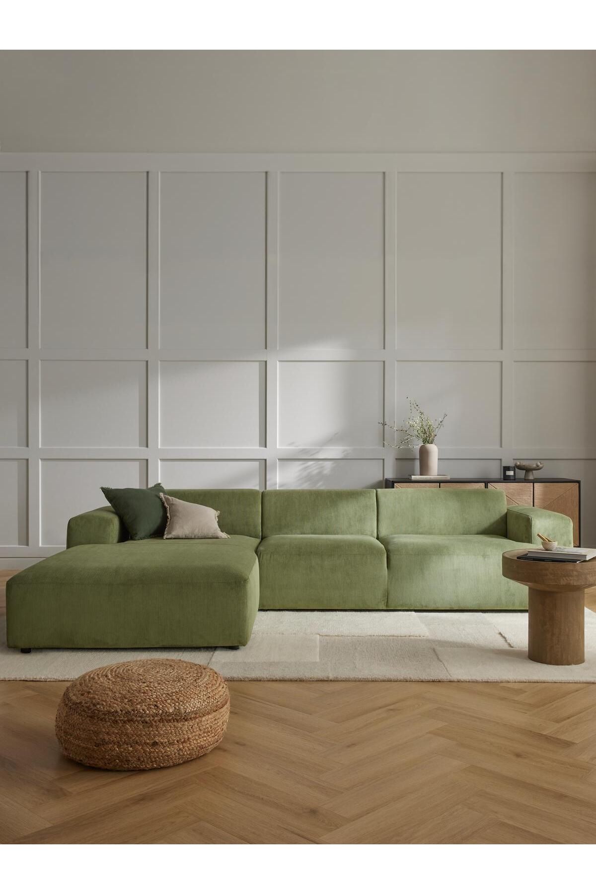 S Home Design Concept Molly Fitilli Yağ Yeşili Köşe Koltuk Sol Köşe