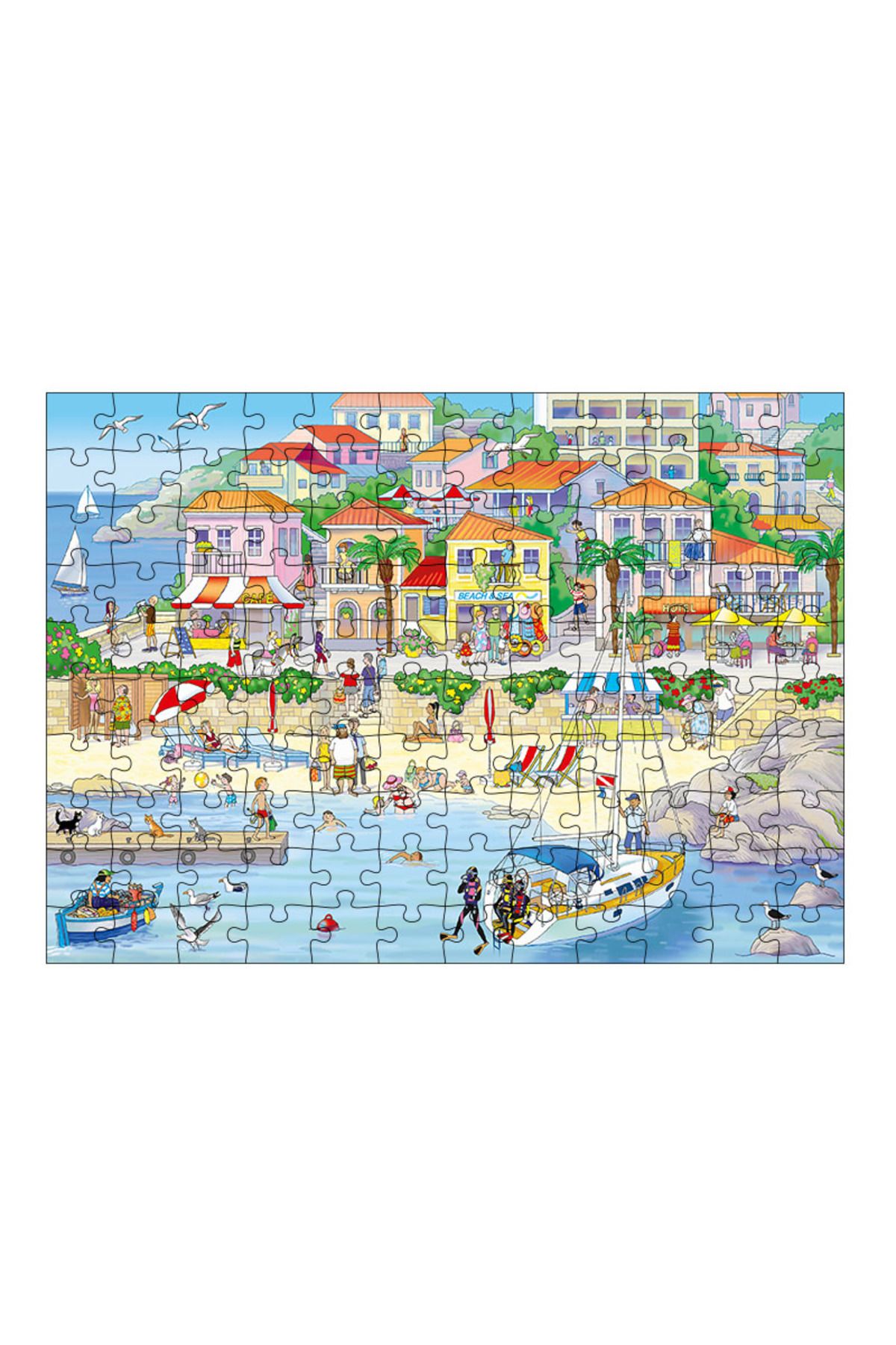 Tablomega Ahşap Mdf Puzzle Yapboz Sahil Kasabası 120 Parça 25*35 cm